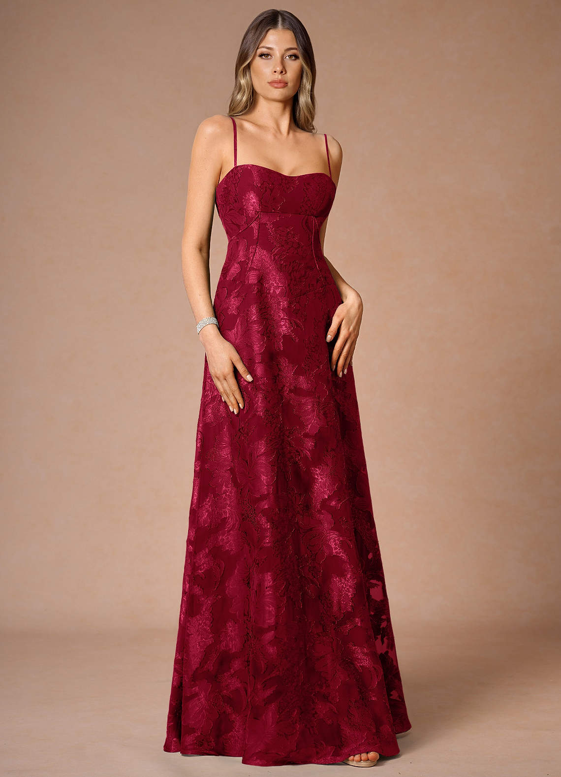 Hollis Ruby Red Lace Back Maxi Dress | Azazie