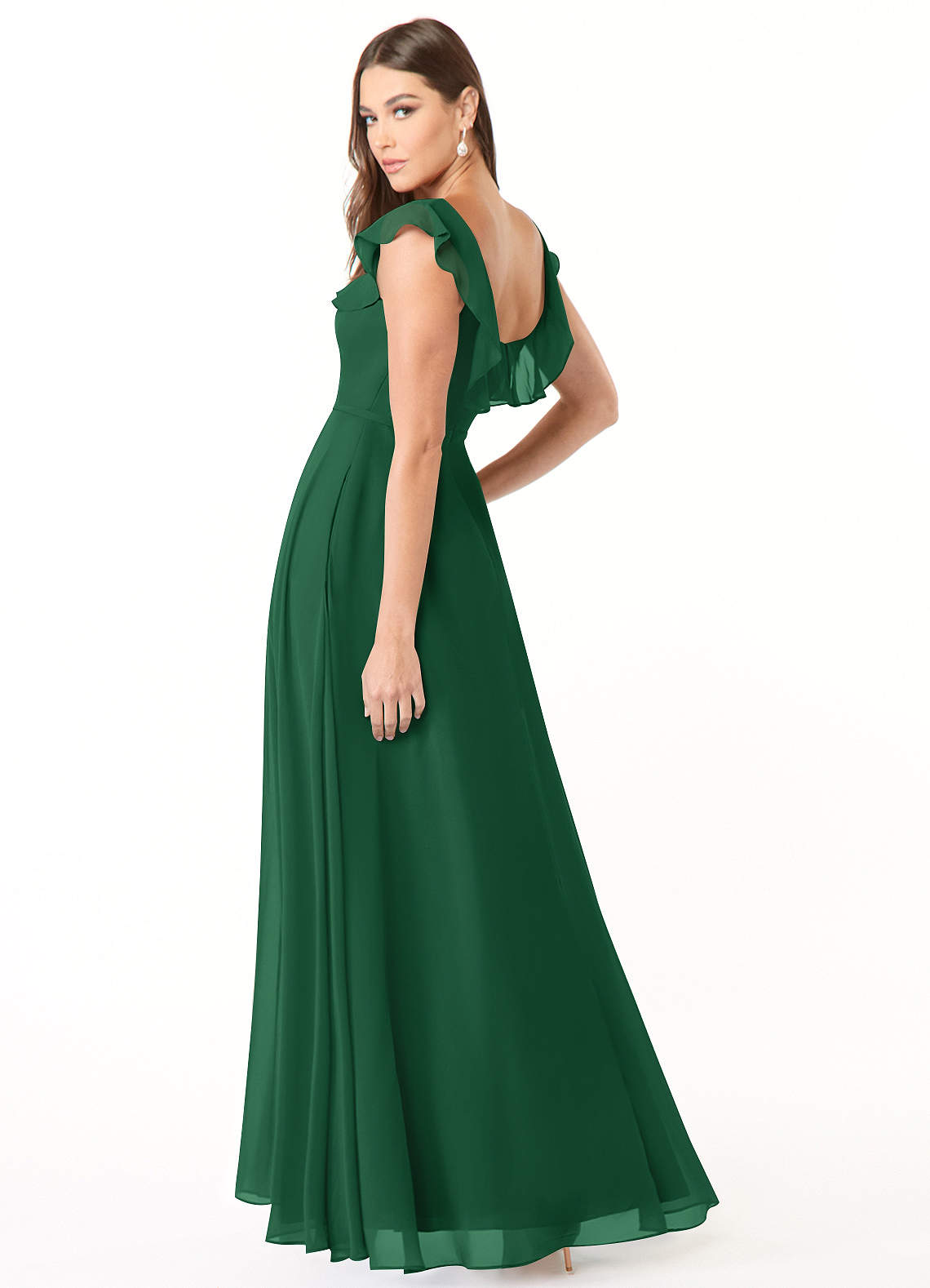 navy blue dress for baby girl Long A-line Square Ruffle Vintage Mauve Chiffon Bridesmaid Dress