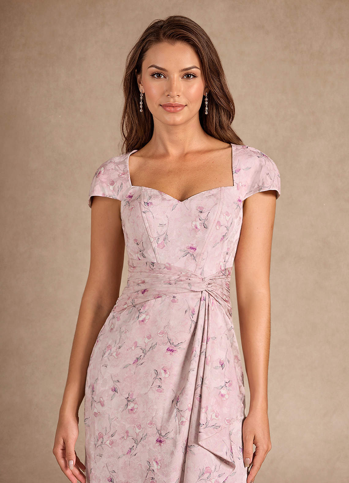 Azazie Elmira vestidos de madre de la novia Vestido de Rosa Inglesa de Satén Elástico de Recto con Escote de Corazón image6