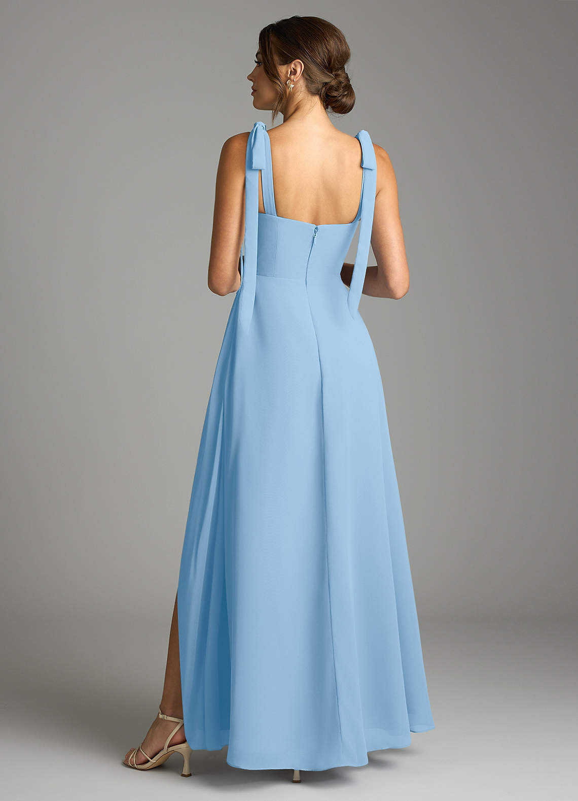Azazie Debra Bridesmaid Dresses Powder Blue A-Line with Pockets Chiffon Convertible Dress image9