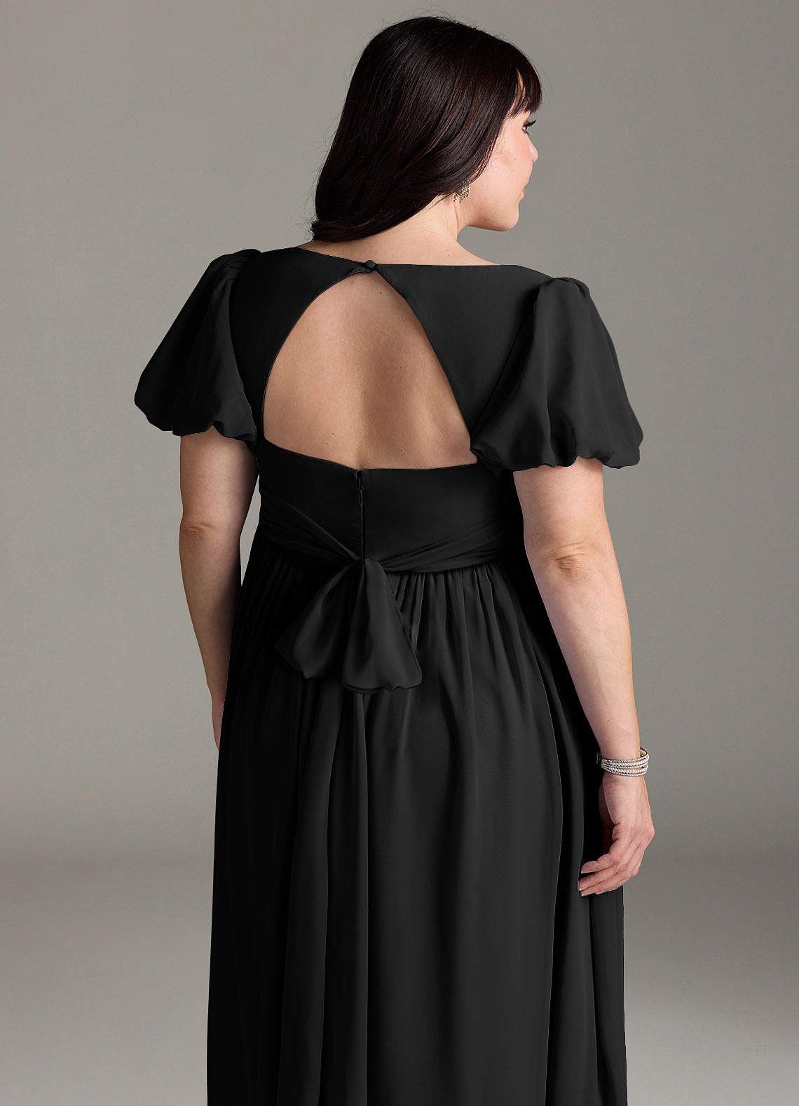 Azazie Madisynn Maternity Bridesmaid Dresses Bow Chiffon Floor-Length Dress image9