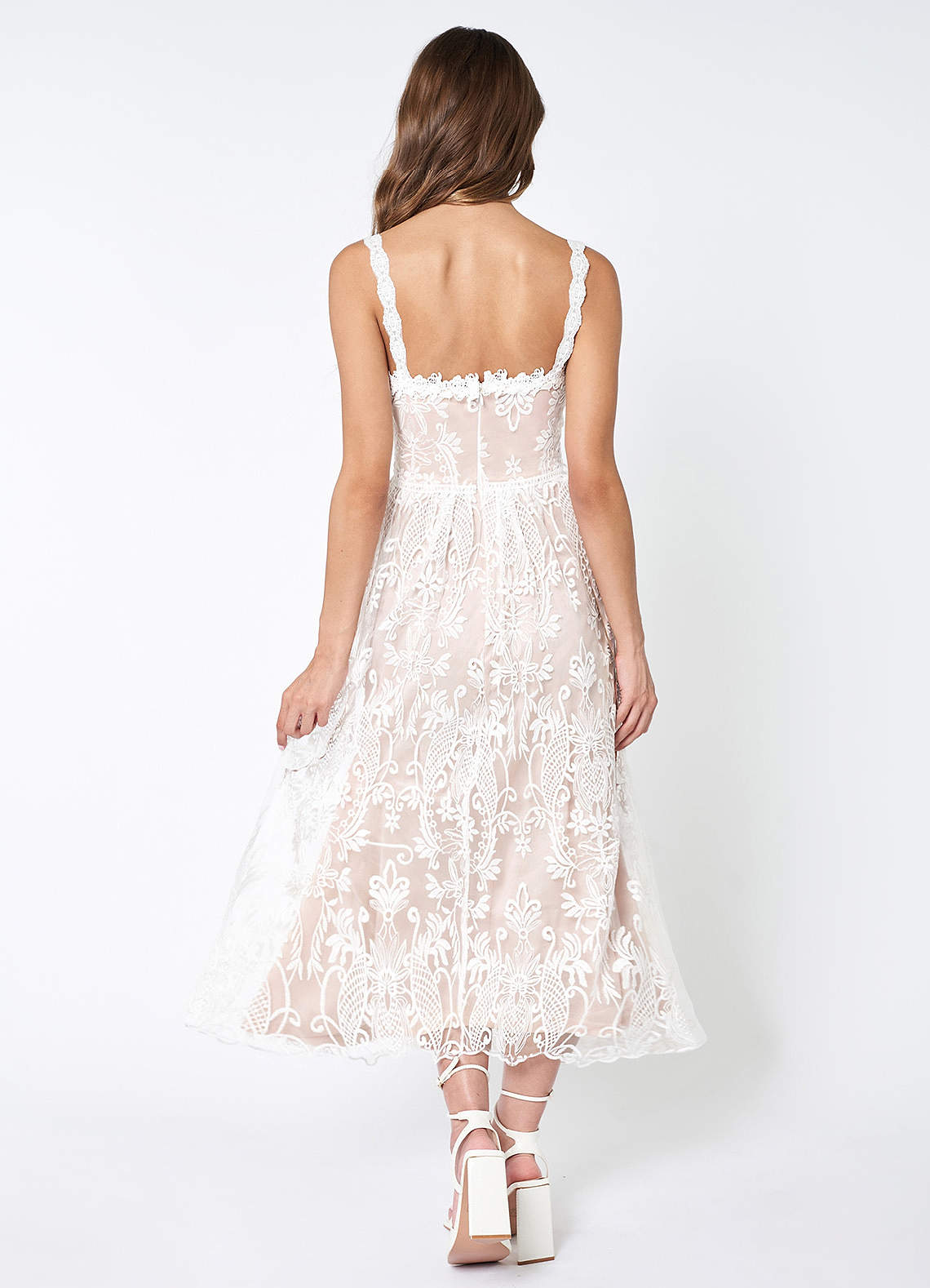 My Dearest White Lace Sleeveless Midi Dress image1