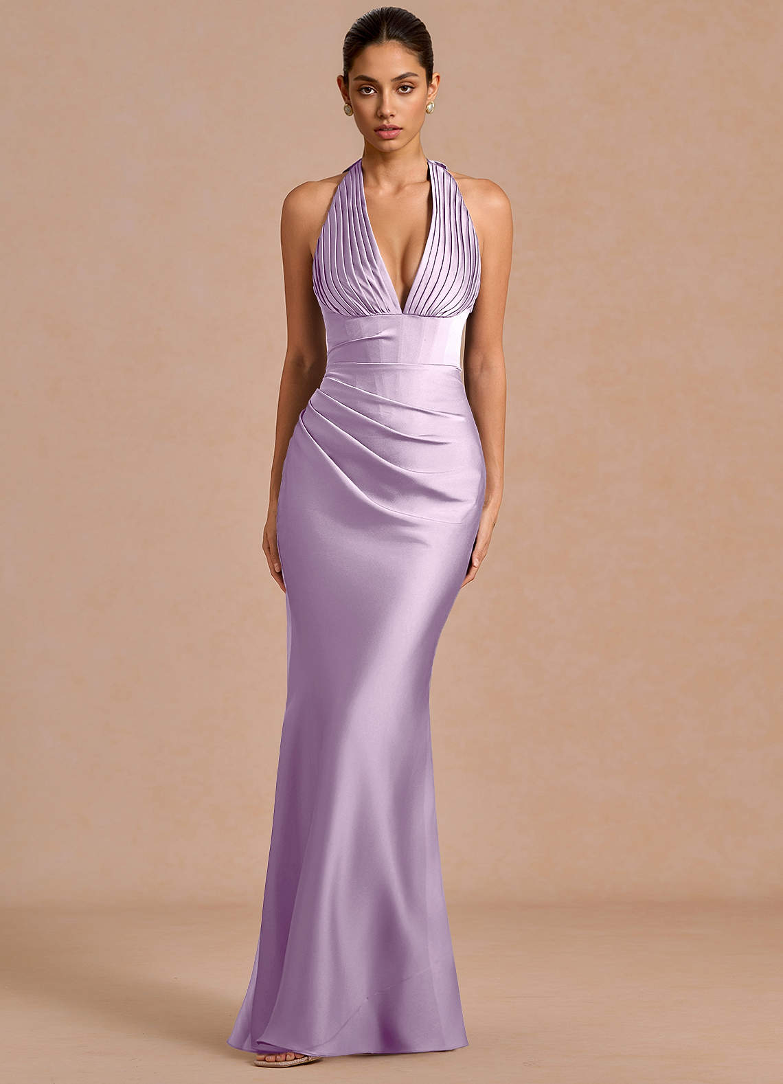 satin lilac maxi dress The Samara Satin Maxi Dress Lilac Size L from Hello Molly