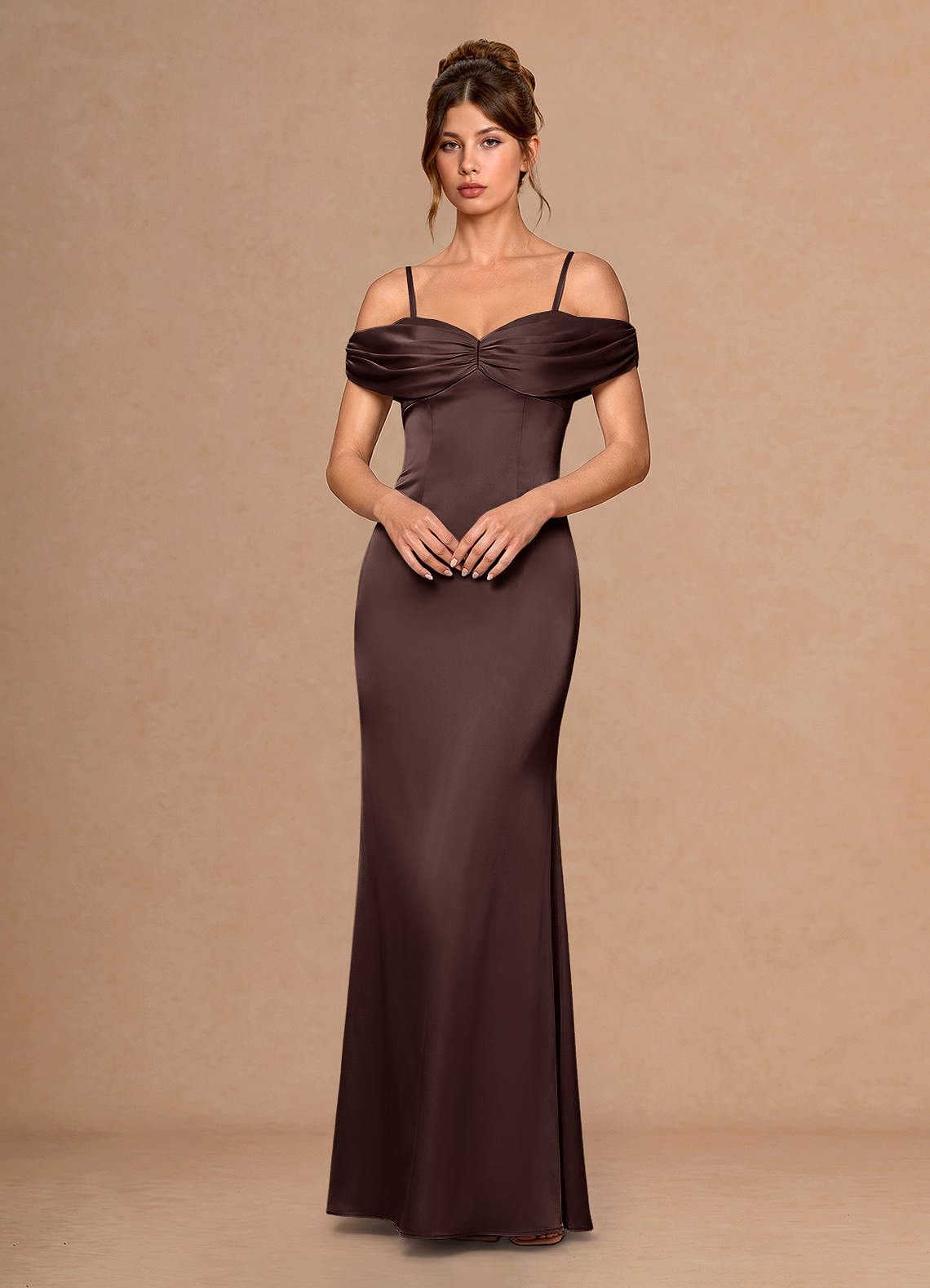 estelles bridesmaid dresses Estelle Truffle Maxi Dress line Satin Bridesmaid Dress