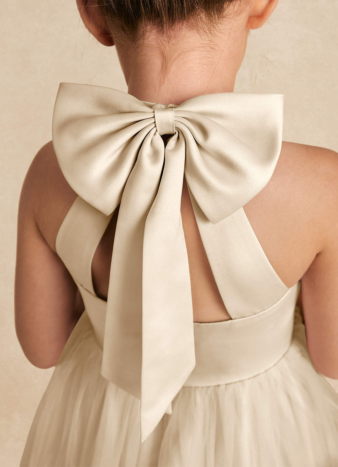 Azazie Bev Flower Girl Dresses Champagne A-Line Convertible Tulle Dress image4