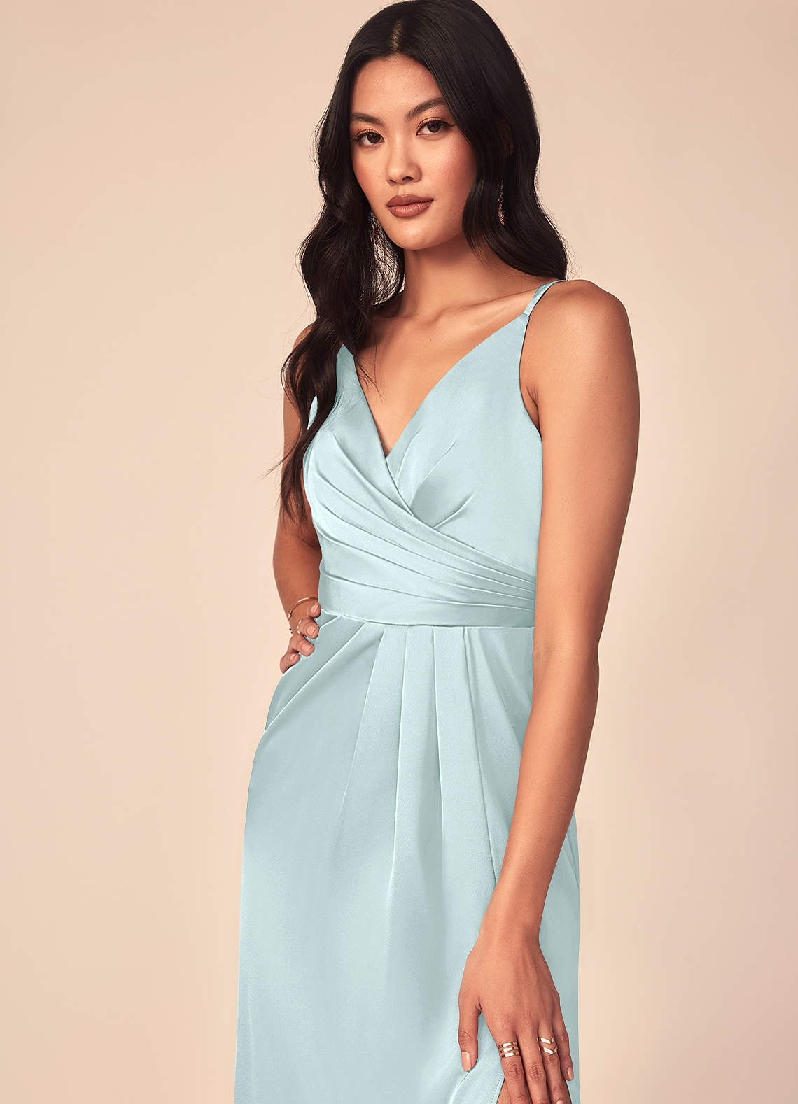 Azazie Aqua Sea Glass Stretch Satin Bridesmaid Dresses | Azazie DE Azazie Aqua Sea Glass Stretch Satin Bridesmaid Dresses | Azazie DE
