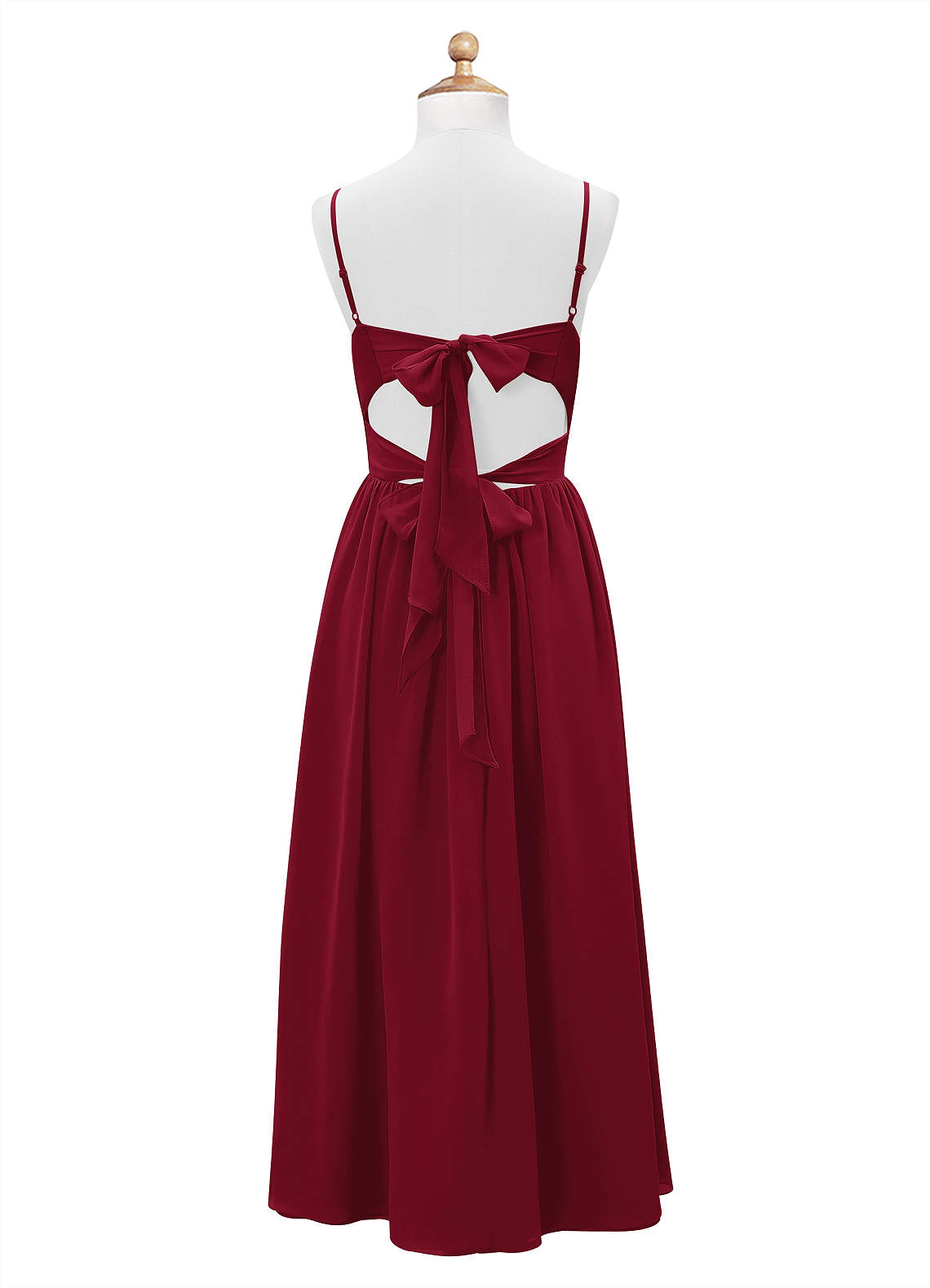 Azazie Zeya Junior Burgundy A-Line Chiffon Dress image7
