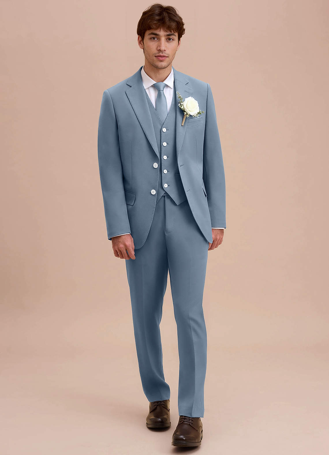 front Ethan Dusty Blue Refined Weave Suit Jacket