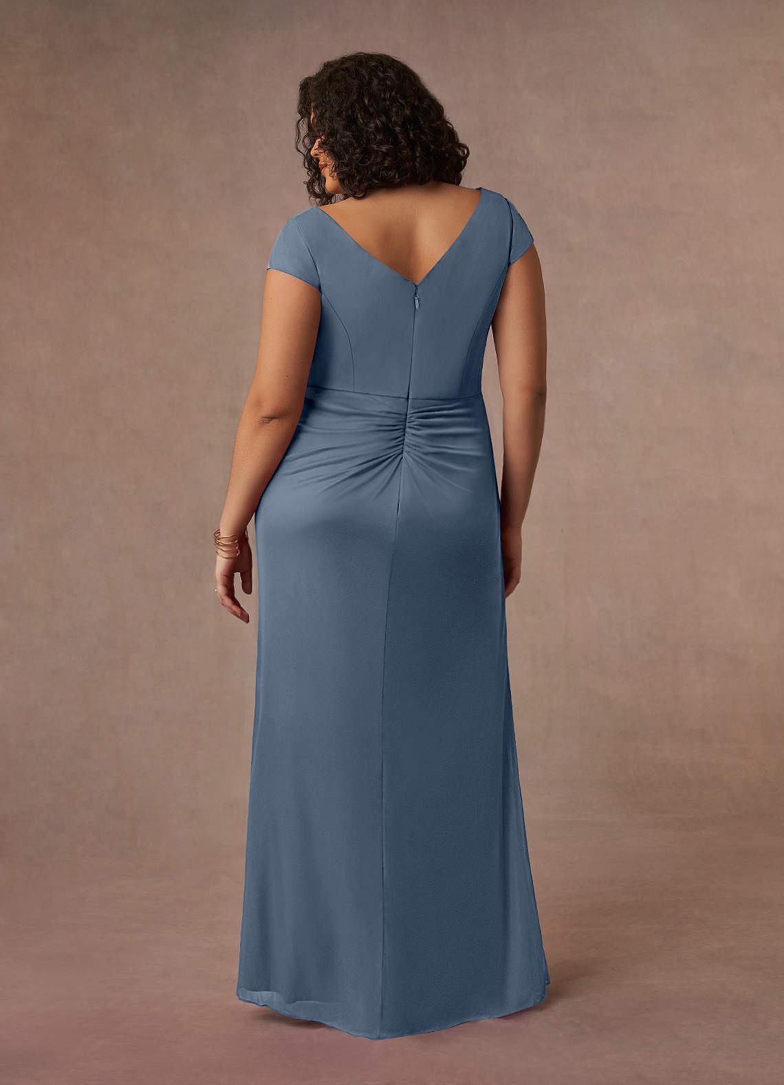 Azazie Roya Mother of the Bride Dresses Twilight Mermaid V-Neck Pleated Mesh Dress image9