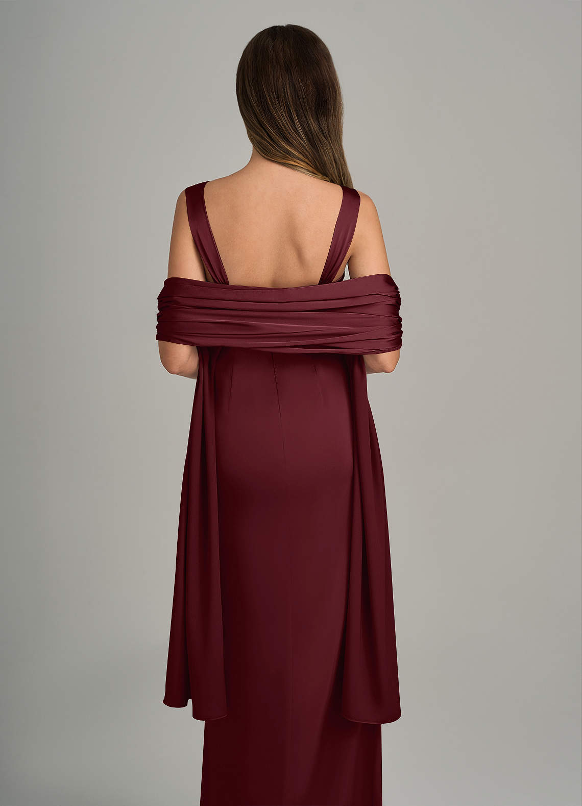 front Azazie Matching Color Stretch Satin Shawl