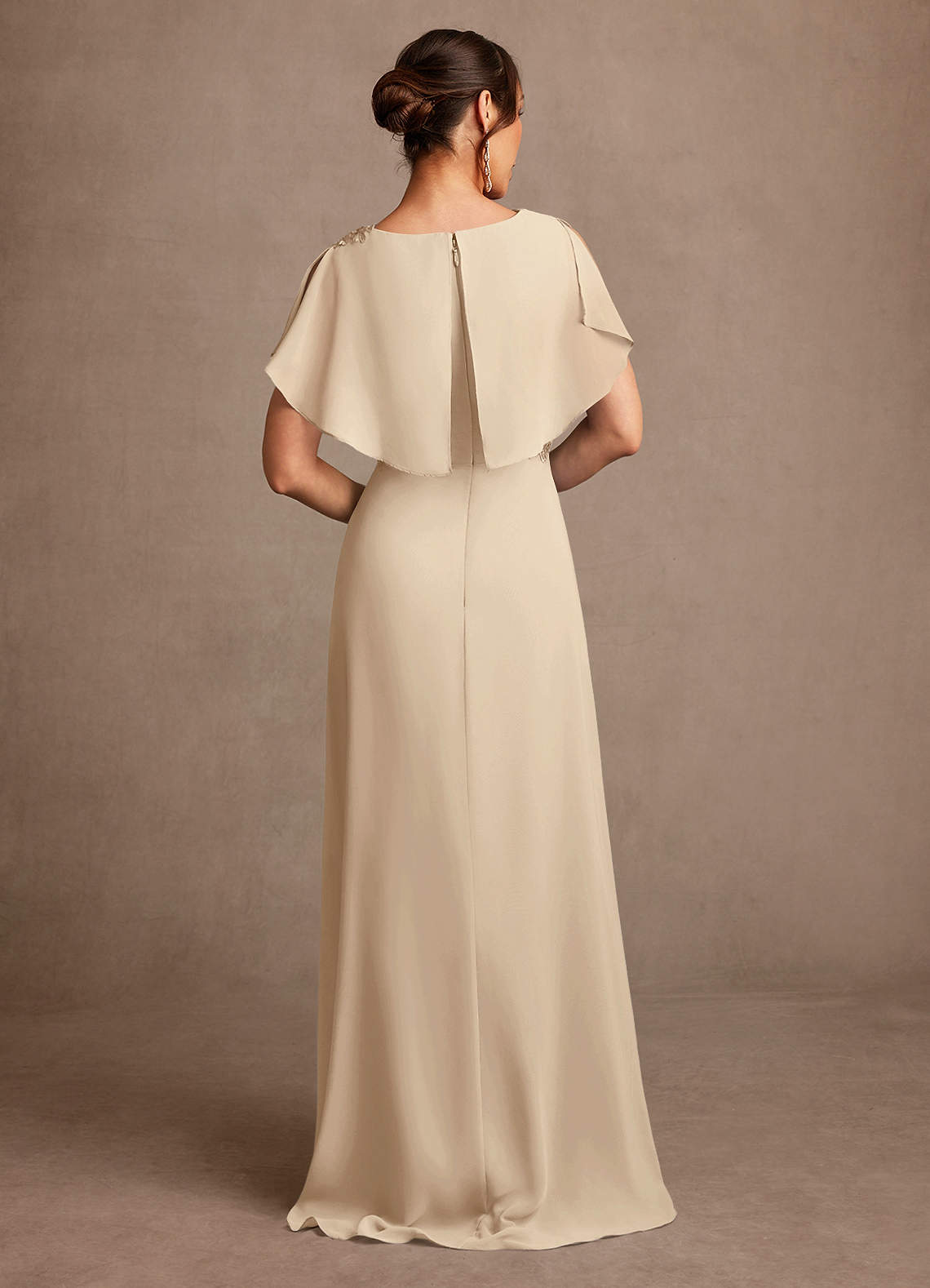 Azazie Frieda Mother of the Bride Dresses Champagne A-Line Applique Chiffon Dress image2