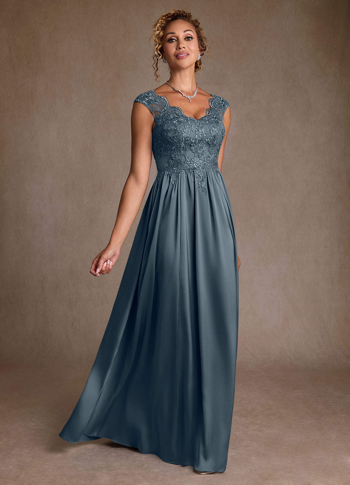 Azazie Amethyst Mother of the Bride Dresses Twilight A-Line Lace Dress image2