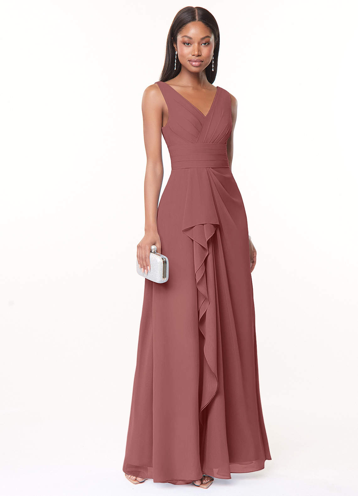 Azazie Julianna Bridesmaid Dresses Amethyst A-Line Chiffon Dress image1