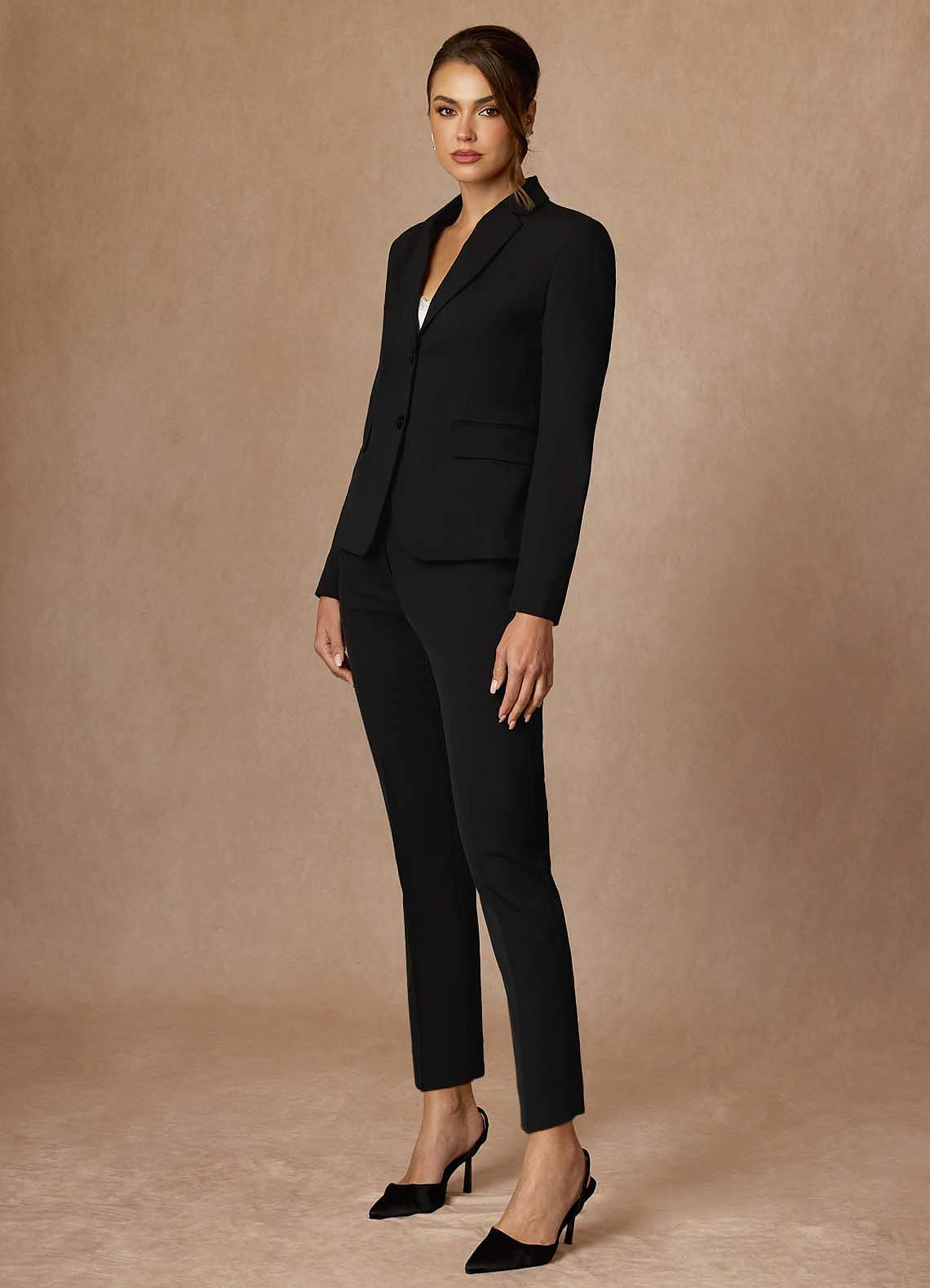 front Whitney 검은색 고급 직조 기술로 제작된 기능성 긴 바지 정장