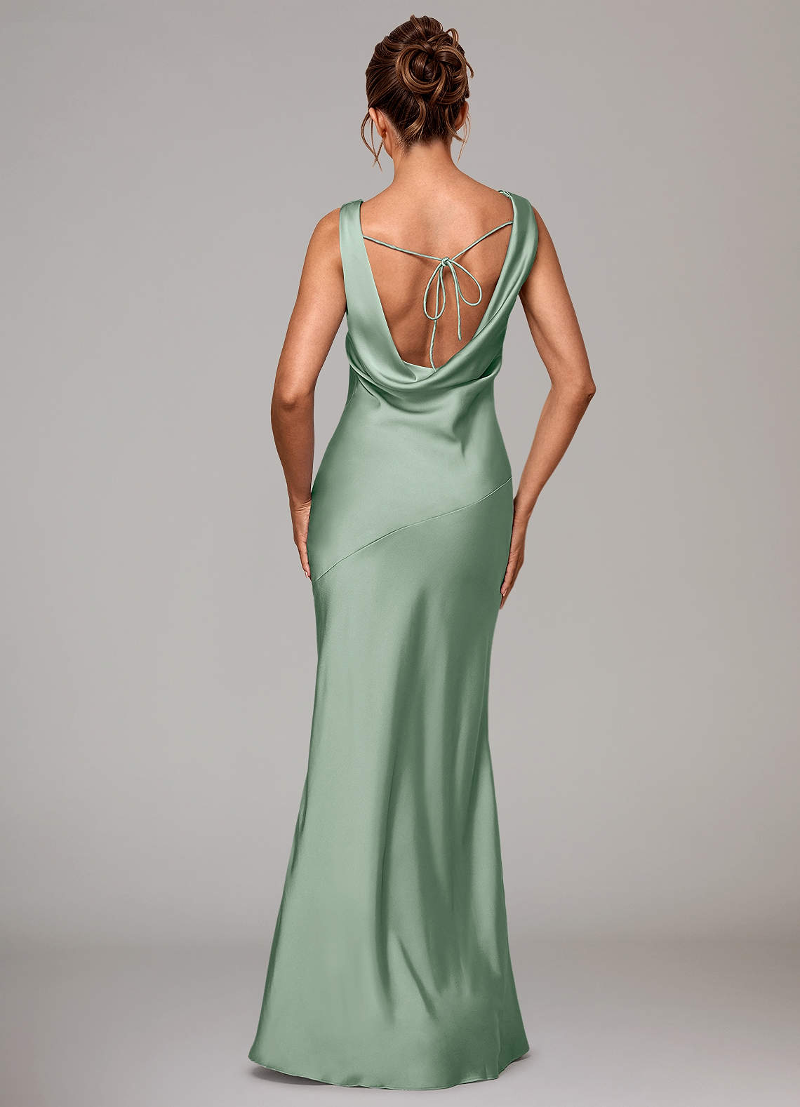 Azazie Rylina Vestidos de madrinha de casamento Vestir Agave de Cetim elástico de sereia image4