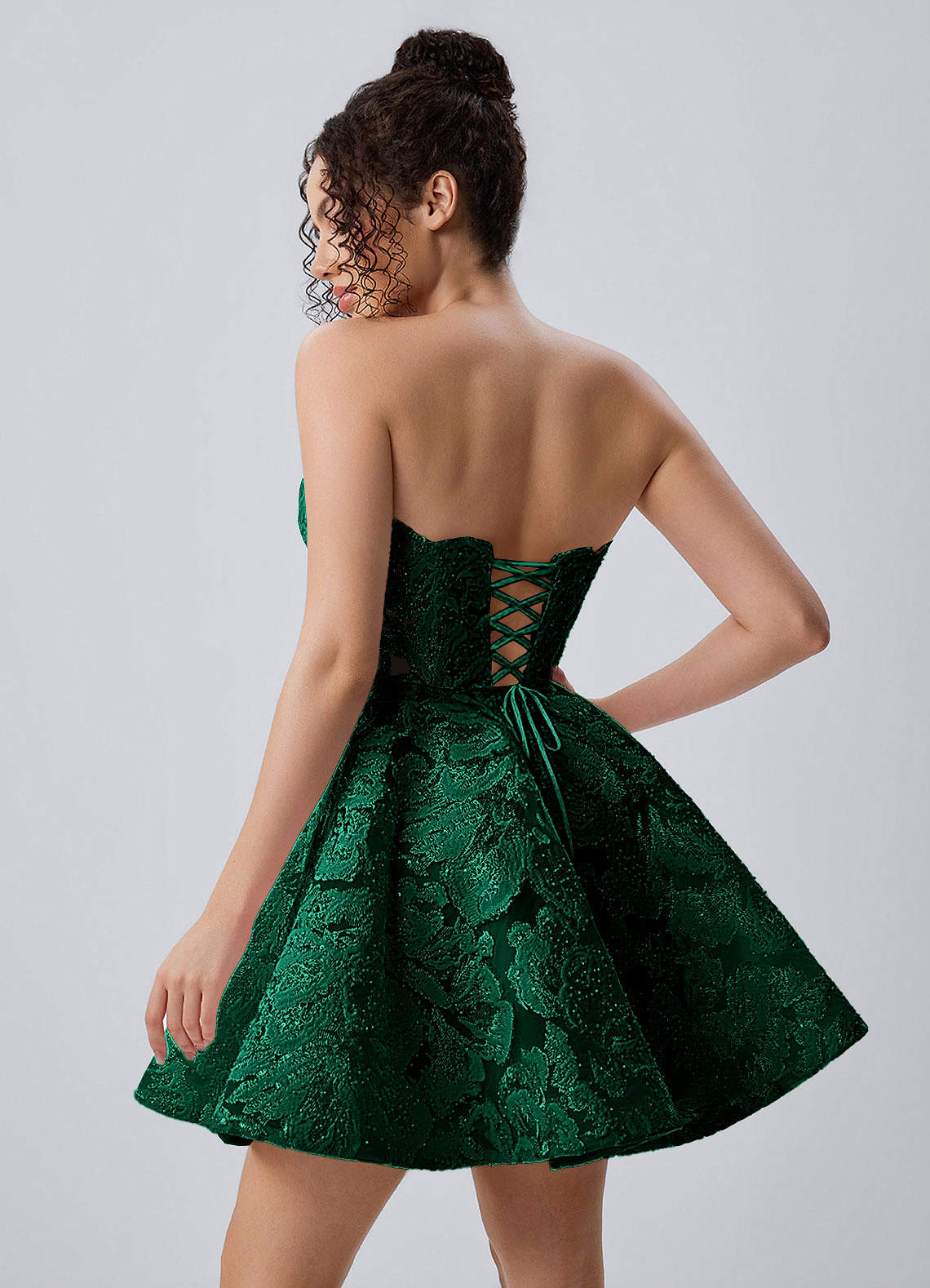 Azazie Dark Green A-Line Mini Sweet 16 Dress Beading Lace Appliqued 3D Flowers Corset Lace Sweetheart