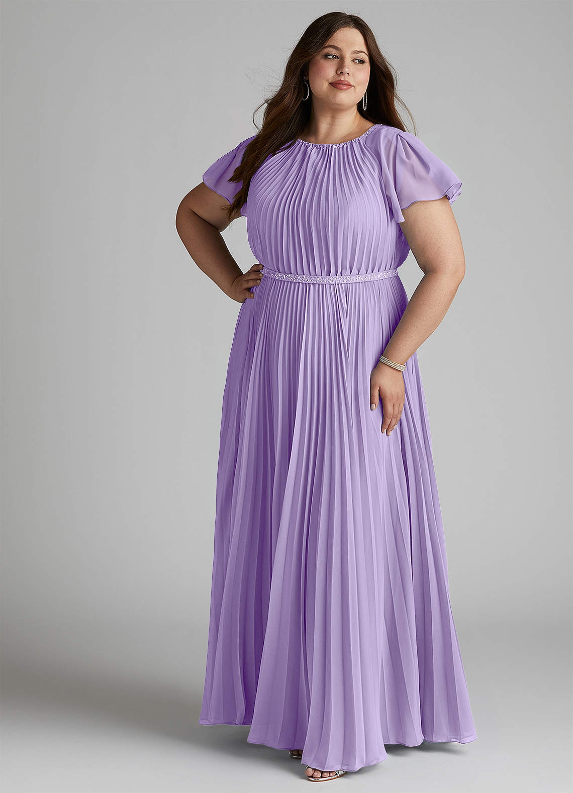 Azazie Kara Modest Bridesmaid Dresses A-Line Pleated Chiffon Floor-Length Dress image12