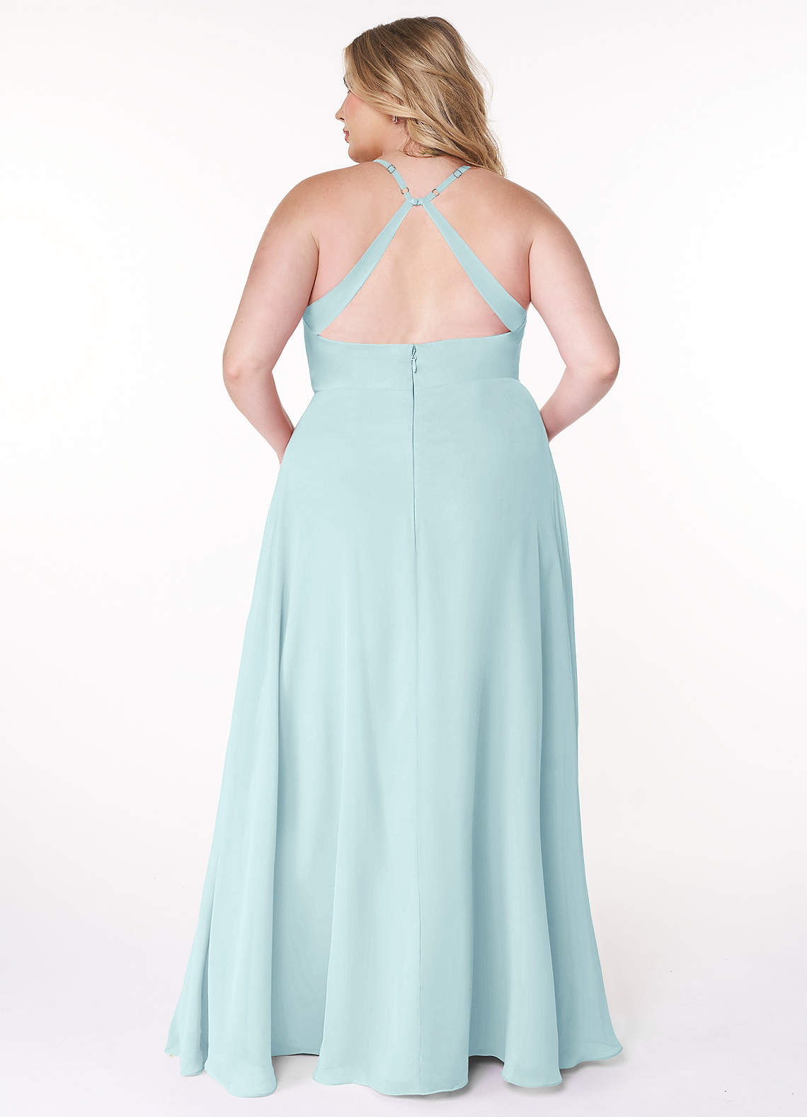 Azazie A-Line V-Neck Floor-Length Chiffon Bridesmaid Dresses - Sea Glass