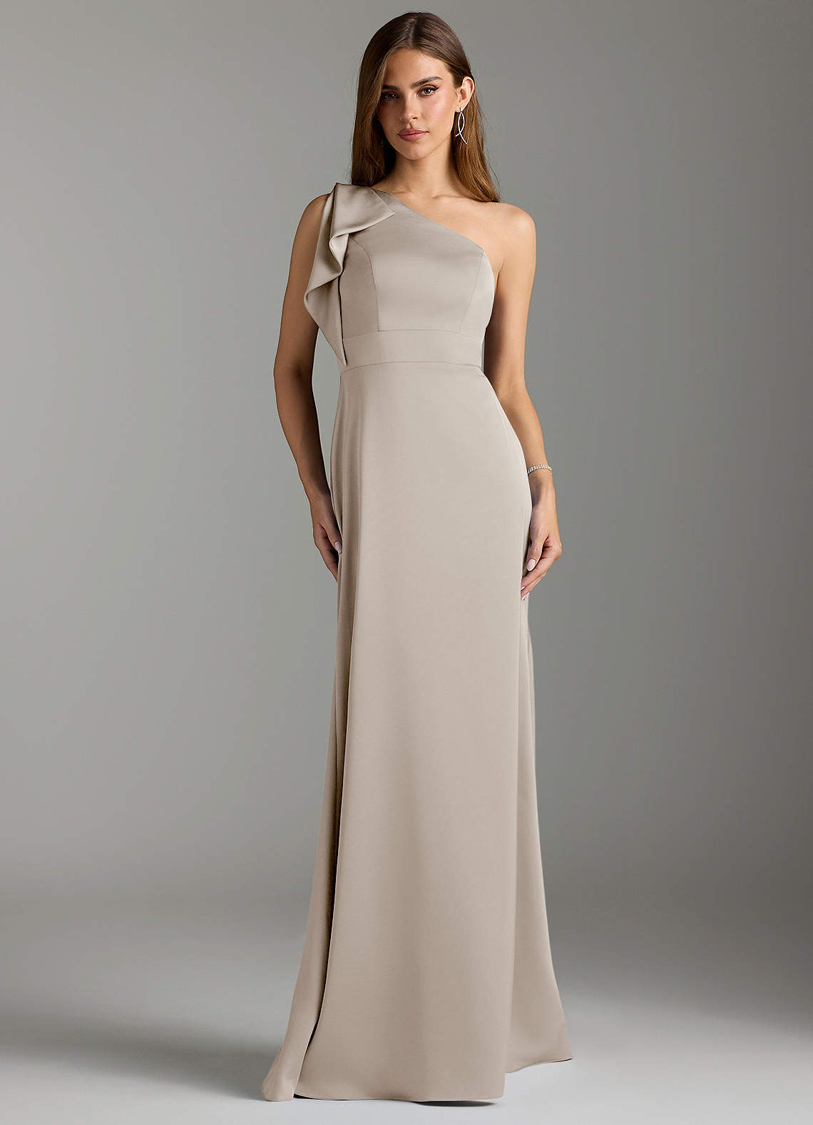 Azazie Rinna Bridesmaid Dresses Frost Mermaid Ruched Stretch Satin Dress image1
