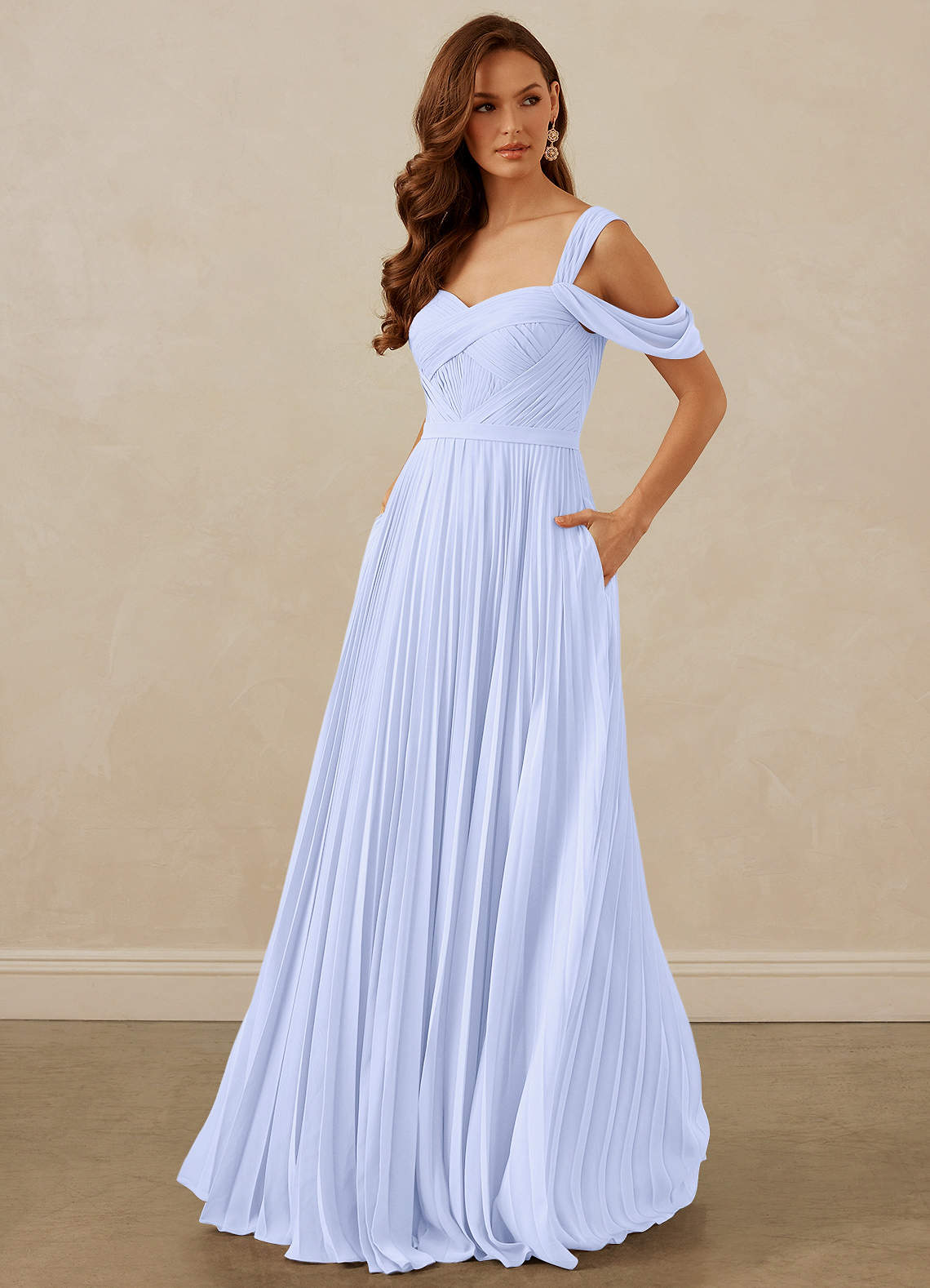 Christian Siriano Bridal for Azazie 1013 Brautjungfernkleider A-Linie Schulterfrei Chiffon Kleid Lavendel image1