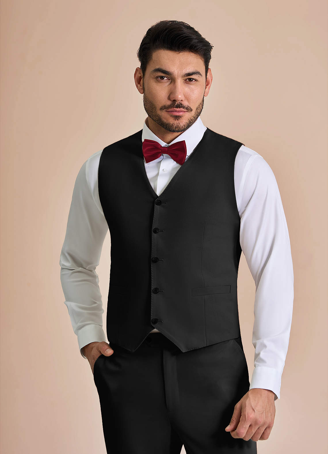 front William Black Comfort Blend Suit Vest