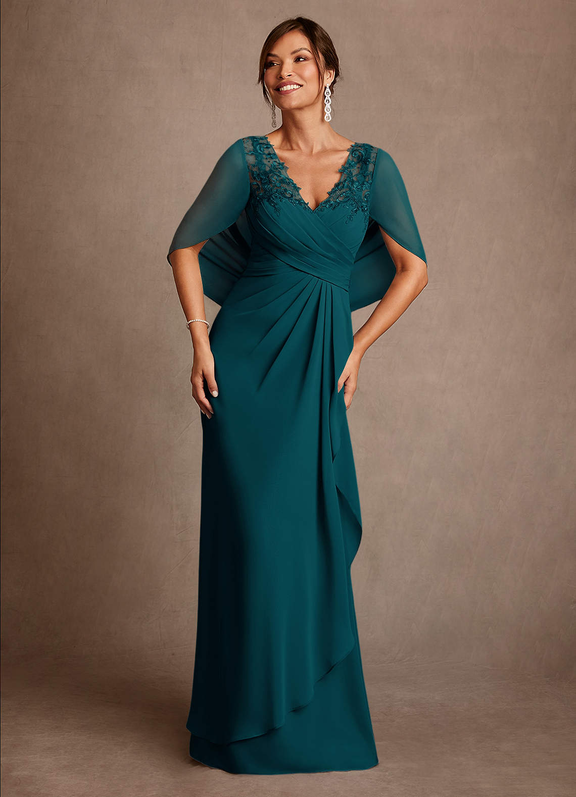 Azazie Santa Clara Pine A-Line Lace Dress | Azazie DE