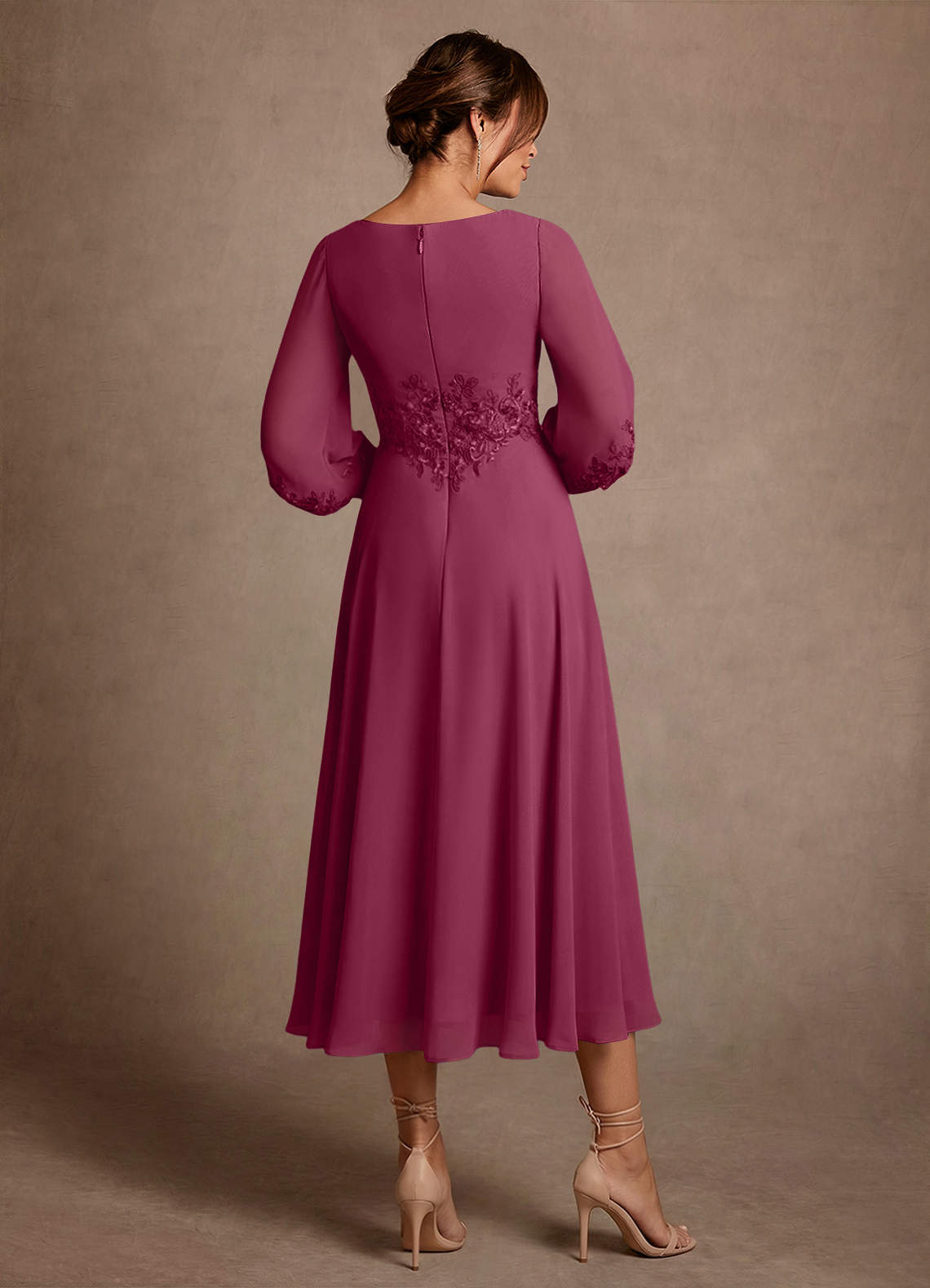 Azazie Ana Mother of the Bride Dresses Mulberry A-Line Lace Chiffon Dress image2