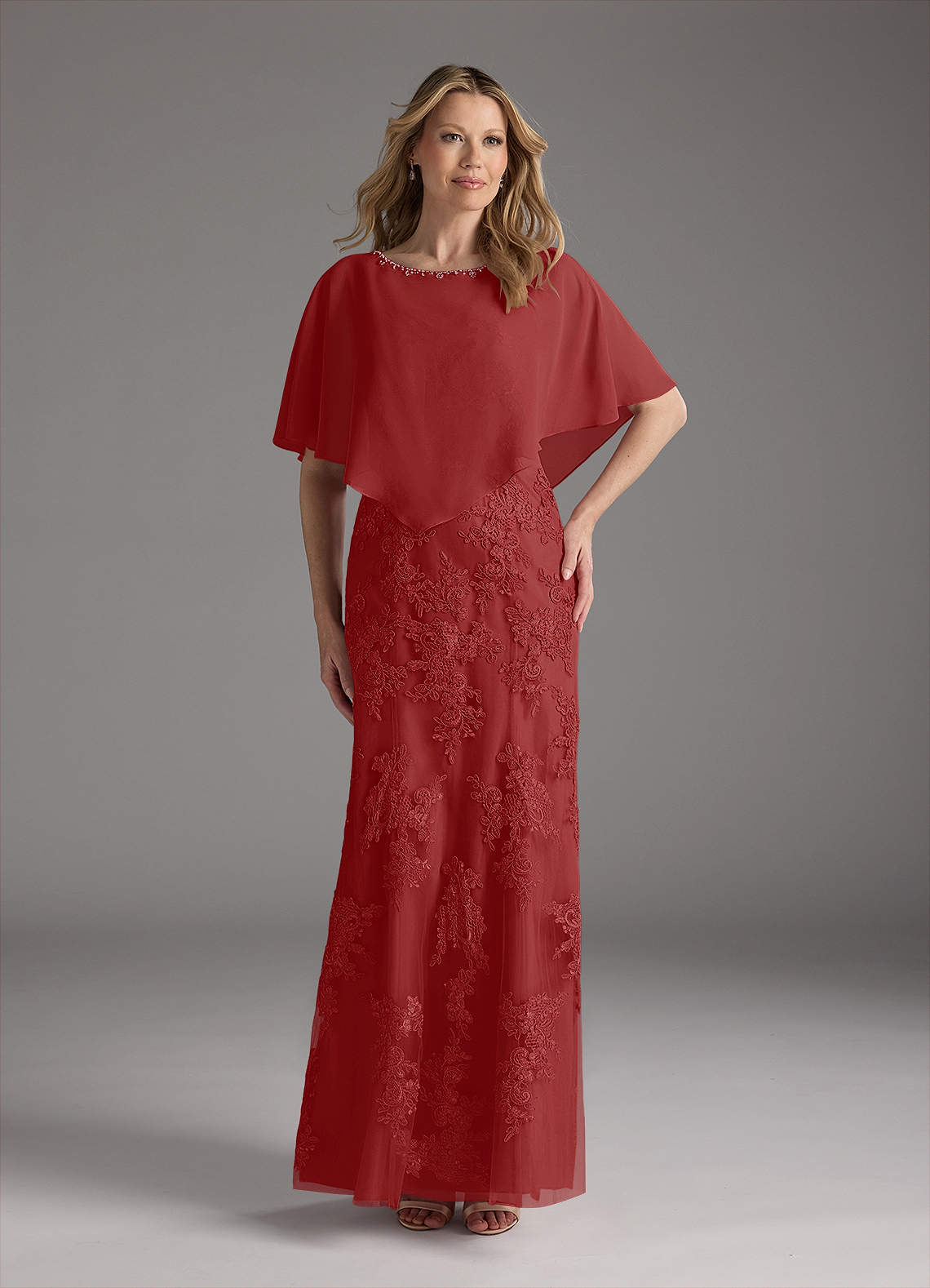 Azazie Whilhelmina vestidos de madre de la novia Vestido de Óxido de Gasa de Sirena con Encaje image1