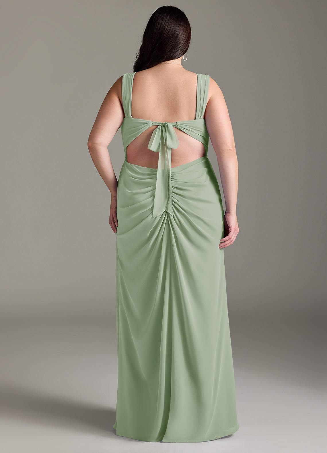 Azazie Jesaphine Bridesmaid Dresses Dusty Sage Sheath Bow Chiffon Dress image8