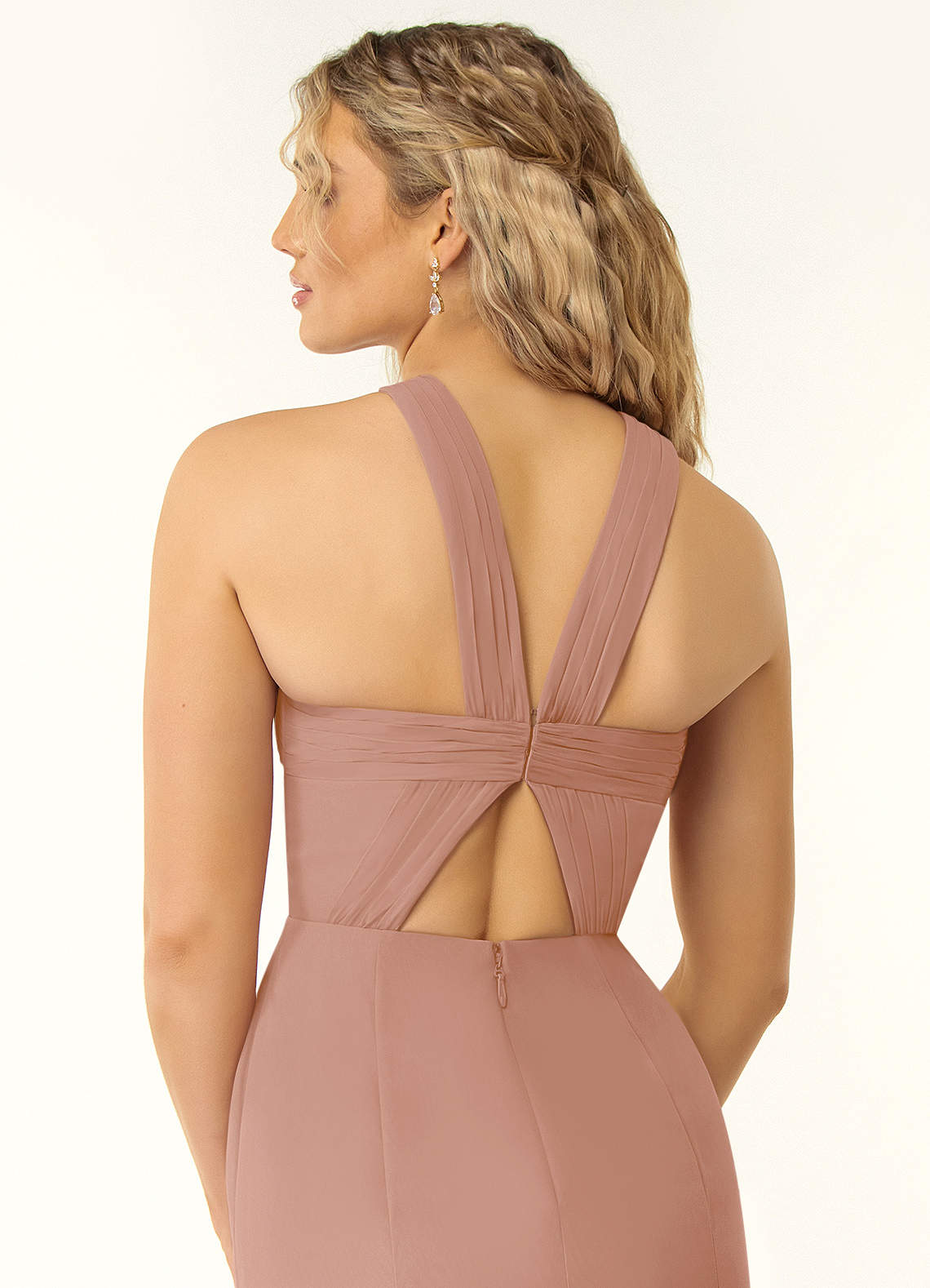 azazie champagne rose dress AZAZIE