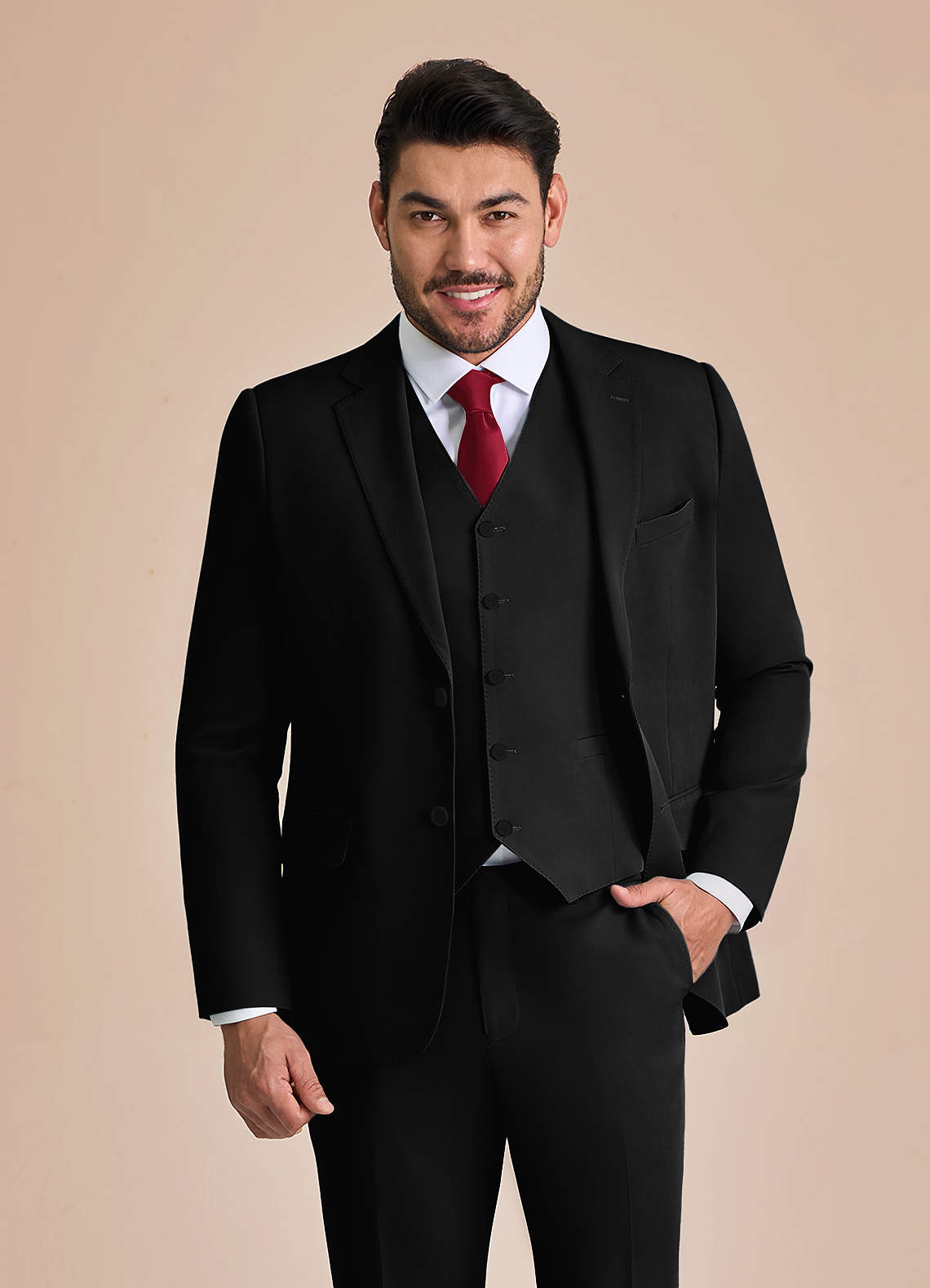 front James Black Structured Stretch Suit Jacket