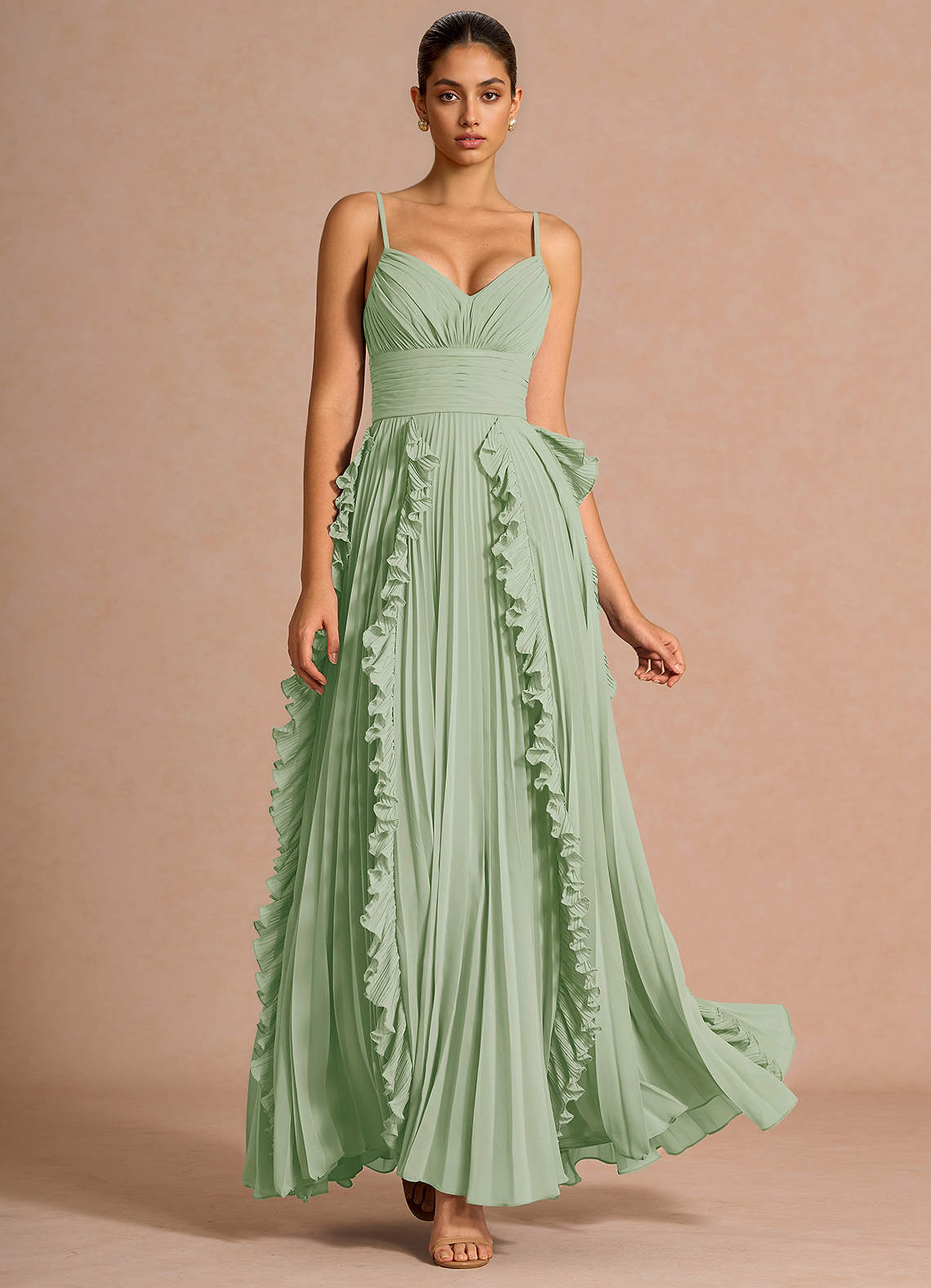 Vivian Light Green Maxi Dress | Azazie CA
