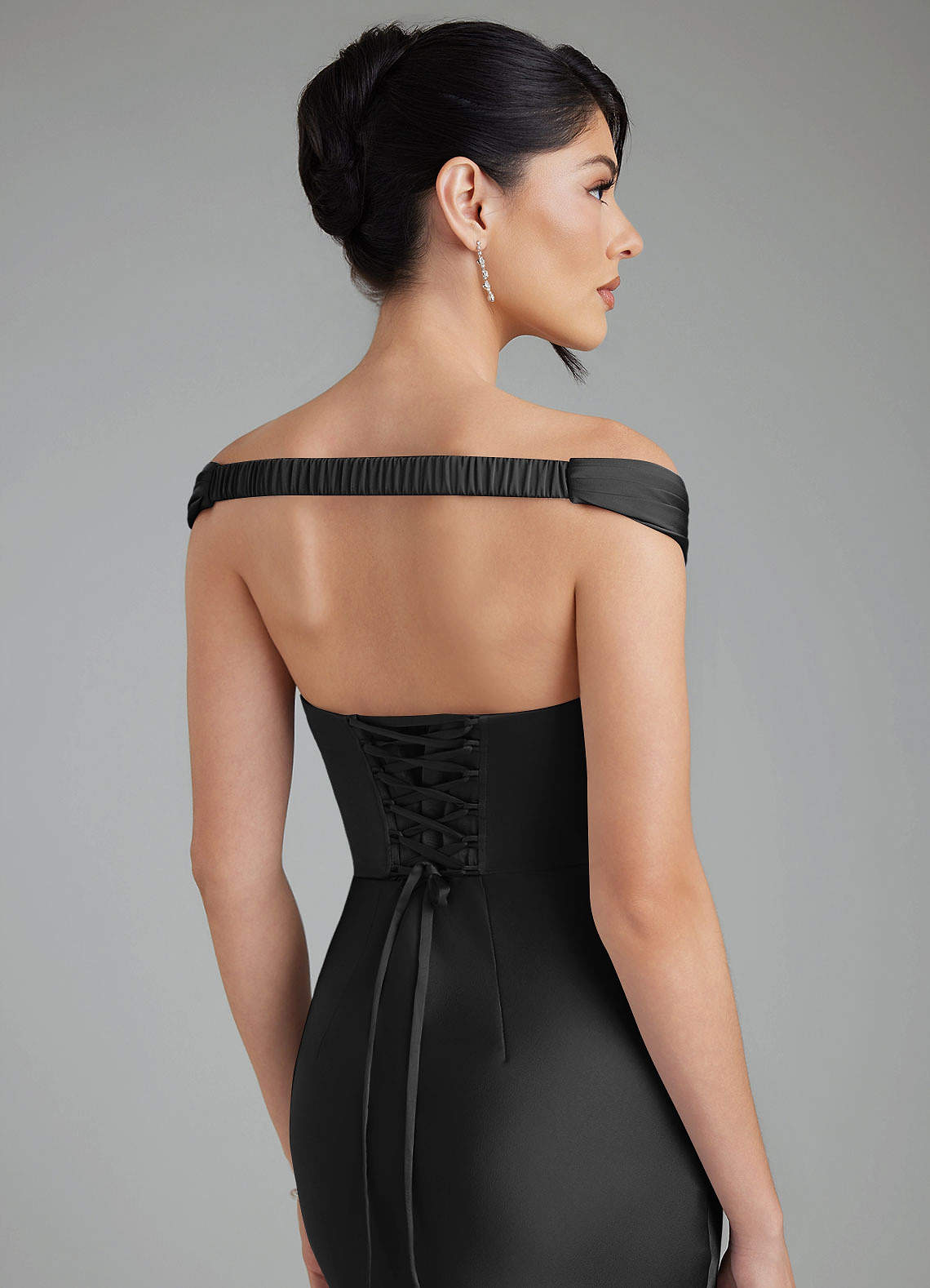 azazie black satin dress Sheath V-Neck Floor-Length Stretch Bridesmaid Dresses My Actual Bust is:56