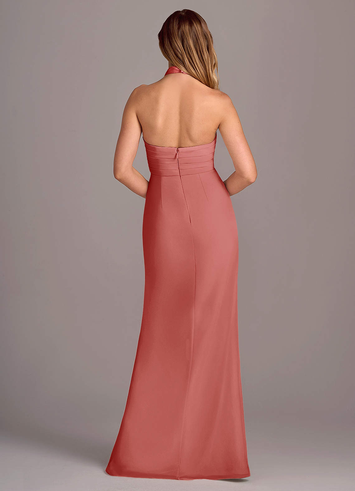 Azazie Jemma Pasjurken voor thuis Jurk van Chiffon met Kolom Geplooide Zwart image1