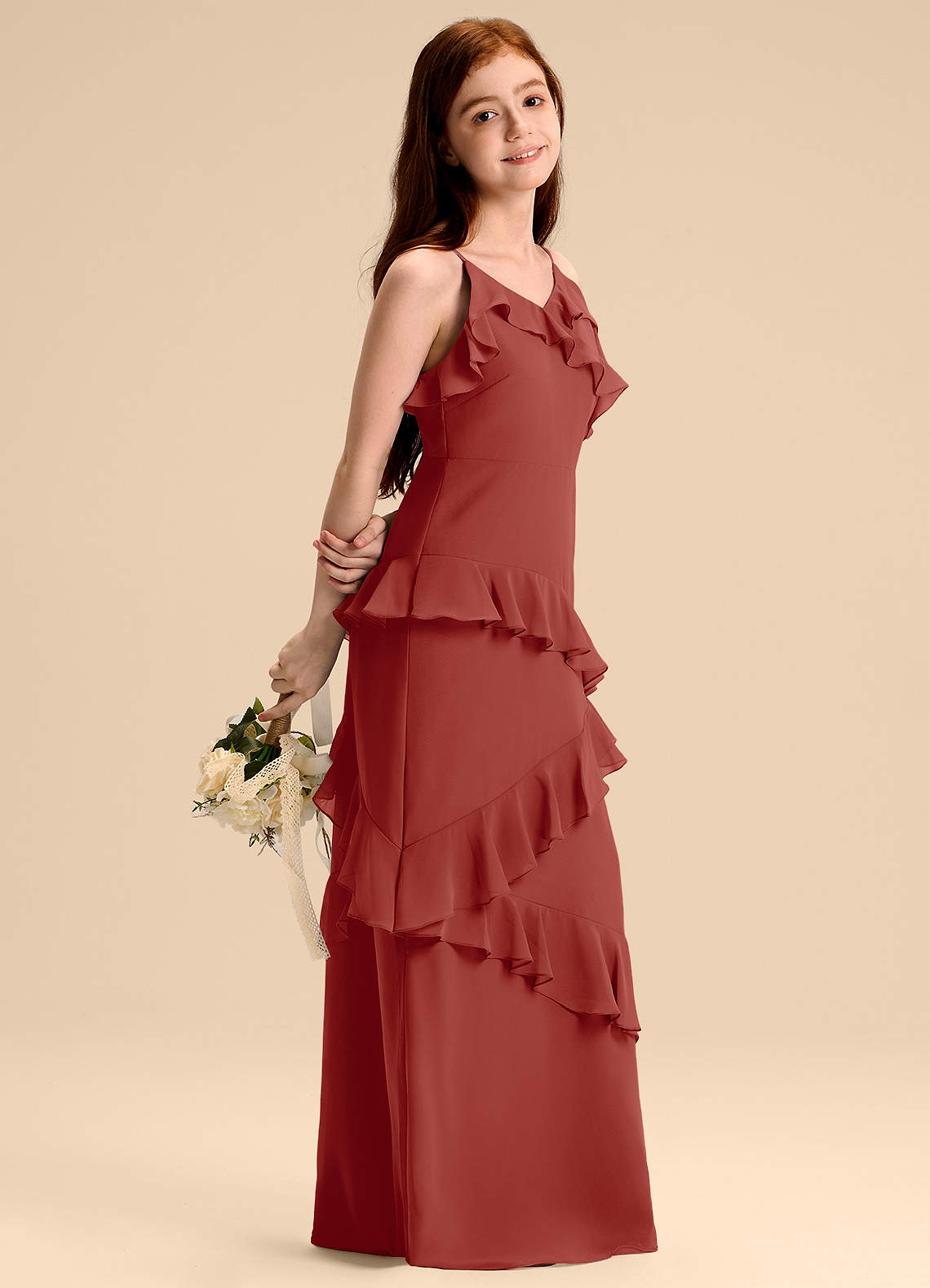 Azazie Evara Junior Klänning av A-Line i Chiffong image1