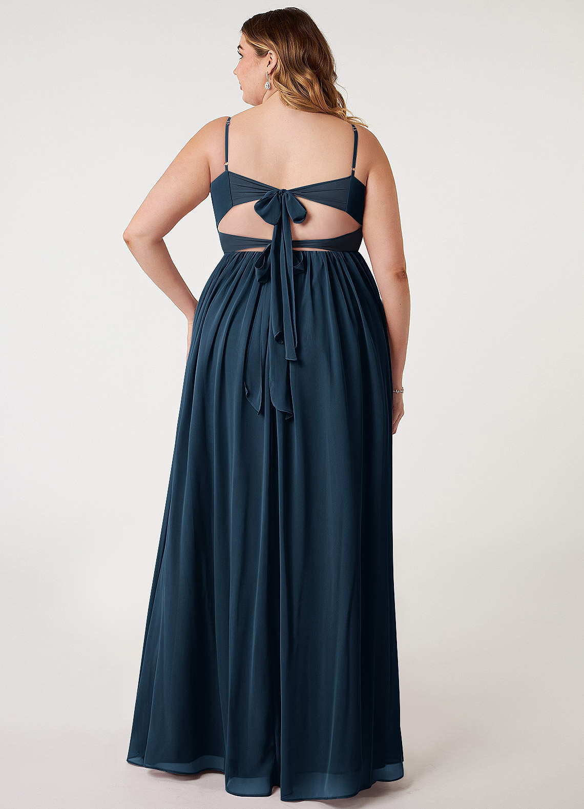 silk prom dress with corset Long Strappy Open Back Turquoise / 6 Color:Cedar collection:new-this-week Sleeveless Back Blue themed wedding dress