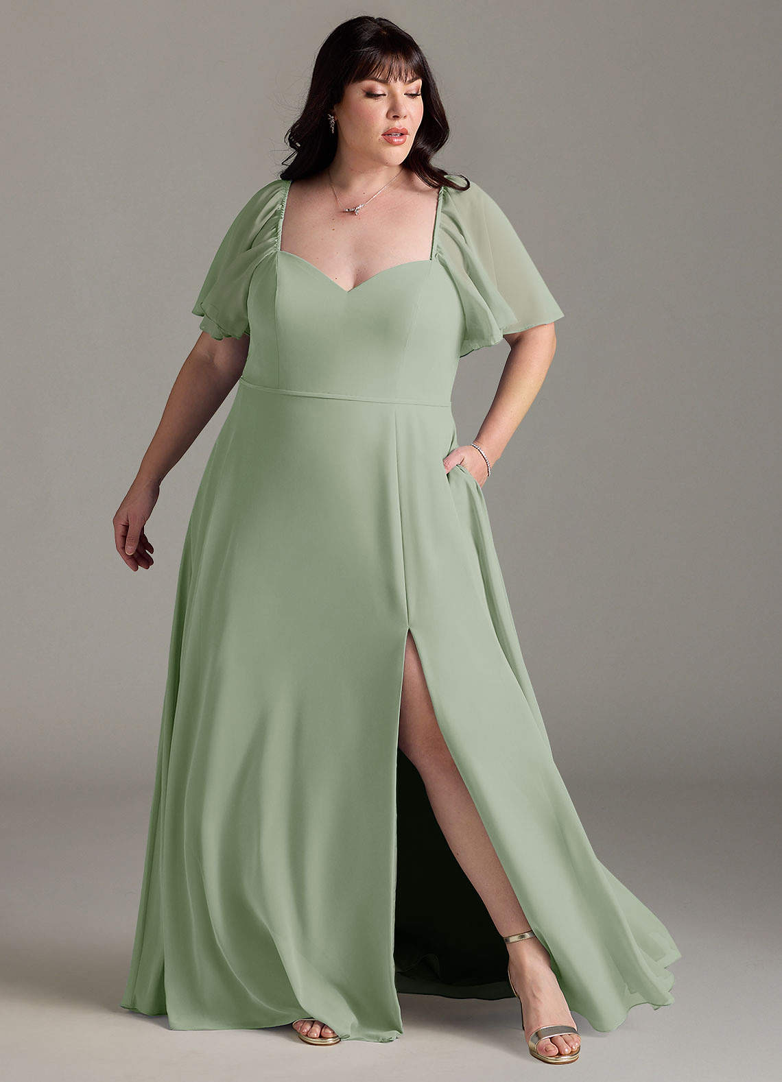Azazie Chloe Dusty Sage Chiffon Bridesmaid Dresses | Azazie DE Azazie Chloe Dusty Sage Chiffon Bridesmaid Dresses | Azazie DE