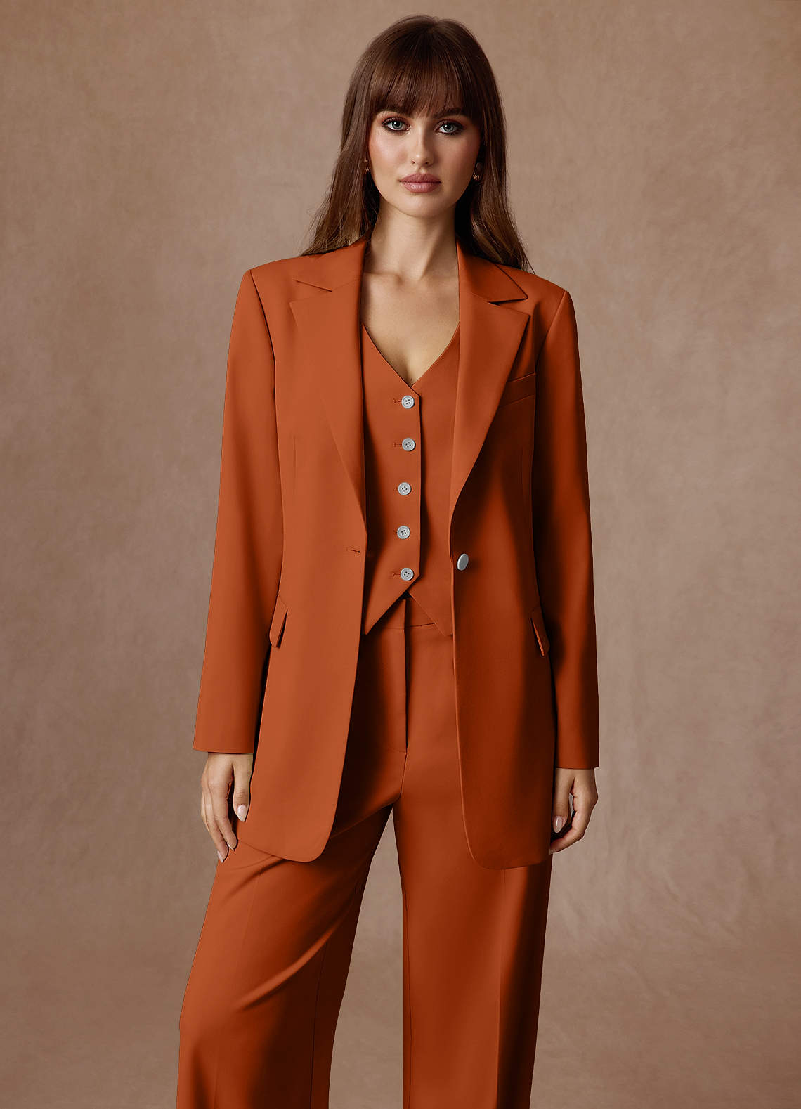 Rowan Burnt Orange Refined Weave Performance 3-Piece Suit | Azazie
