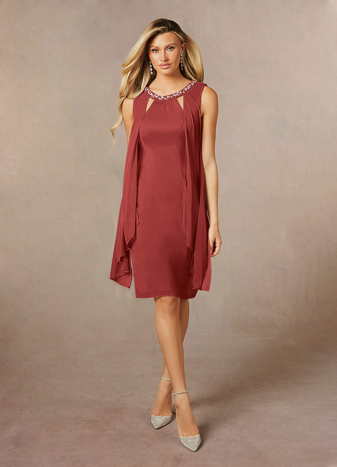 Azazie Viviana Mother of the Bride Dresses Rust A-Line Sequins Mesh Dress image1
