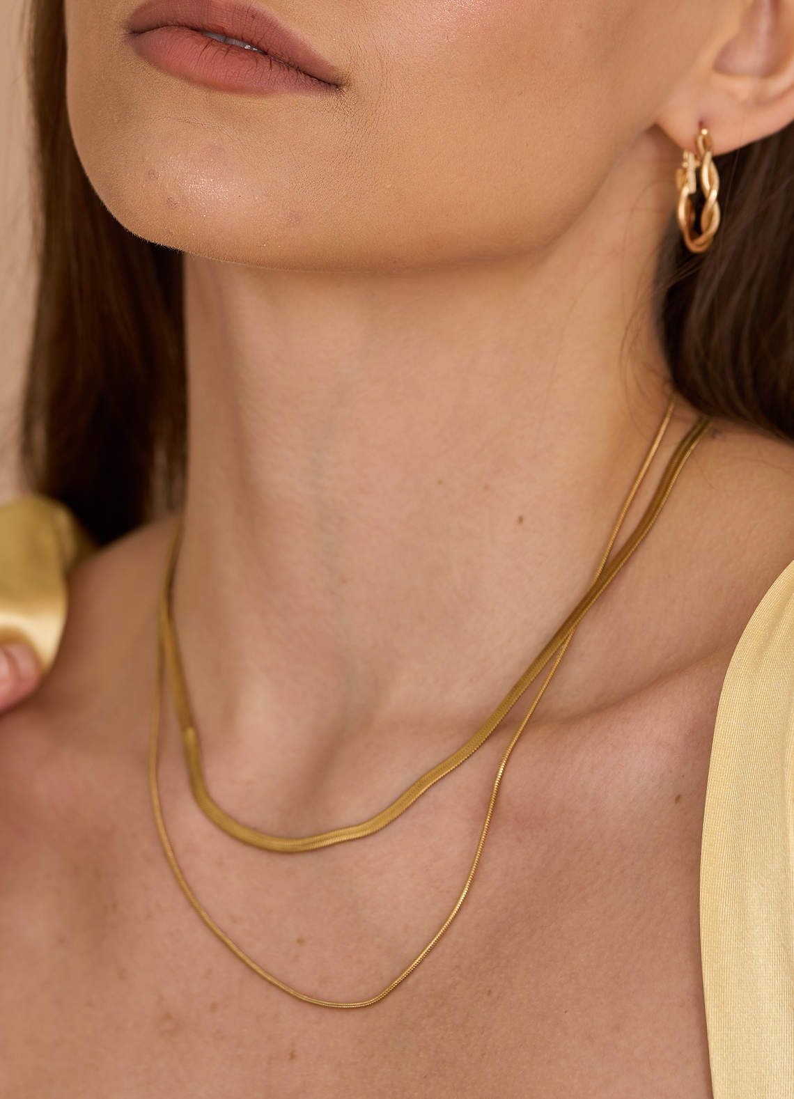 front Two Layered Snake Chain Necklace