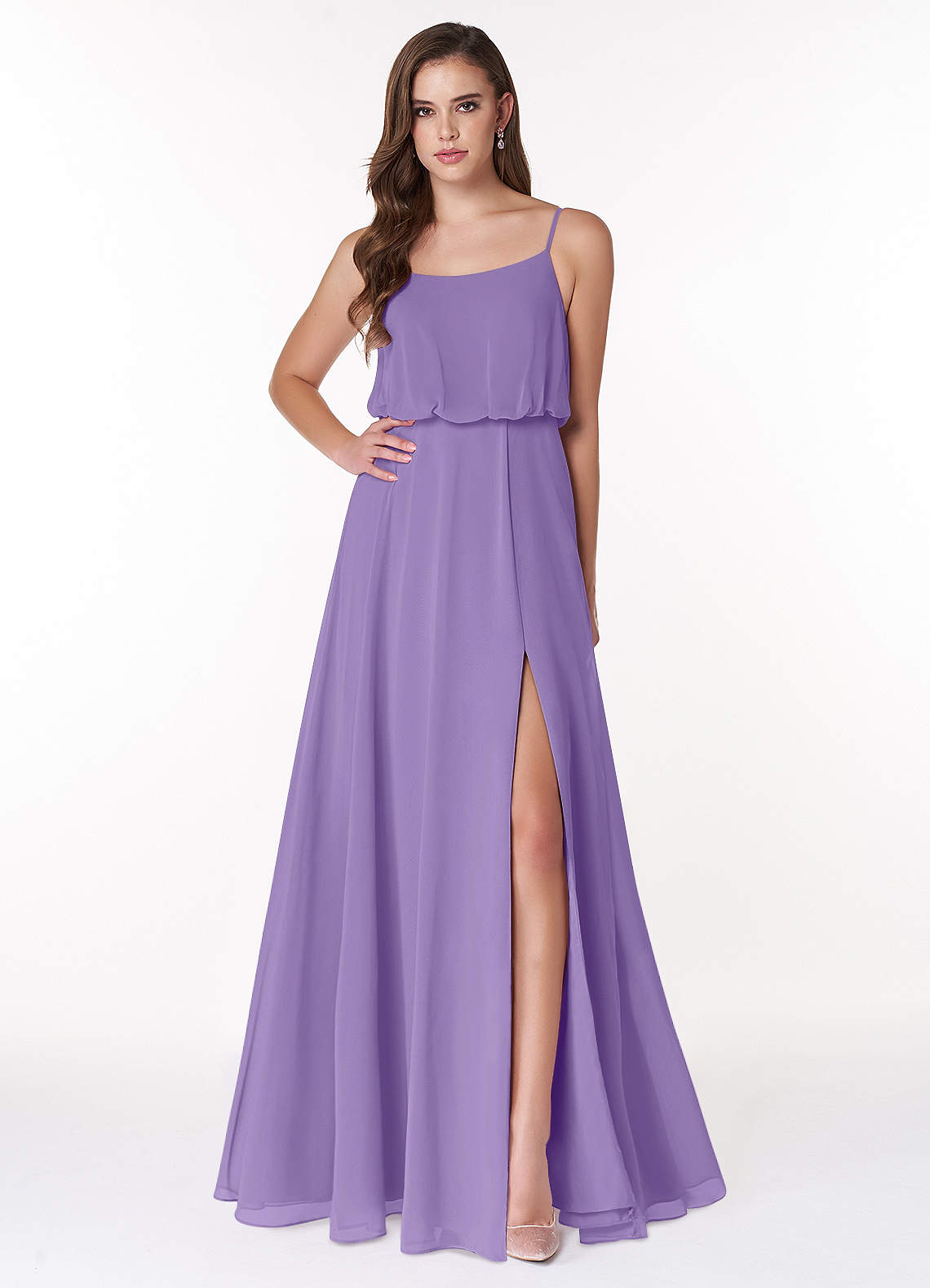 Azazie Lupe Abiti da Damigella Abito A-Line in Chiffon Blouson con Scollo a U Tahiti image1