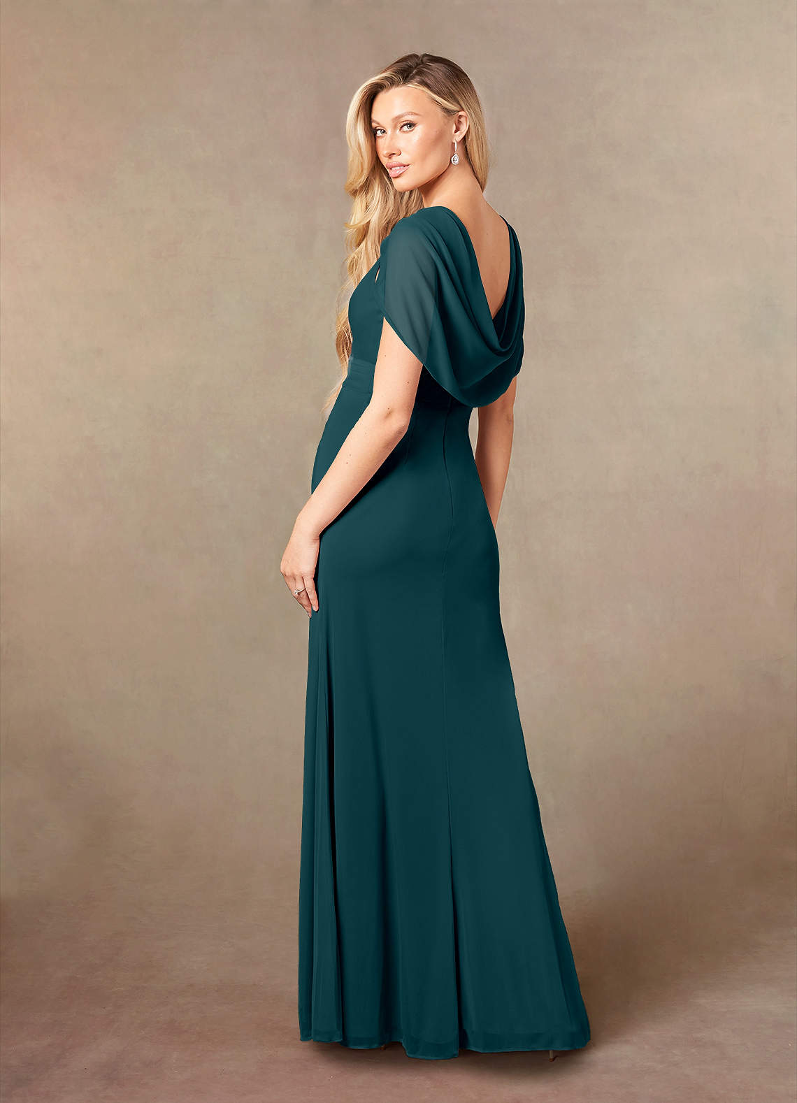 Azazie Luisa Mother of the Bride Dresses Pine Mermaid V-Neck Pleated Mesh Dress image5