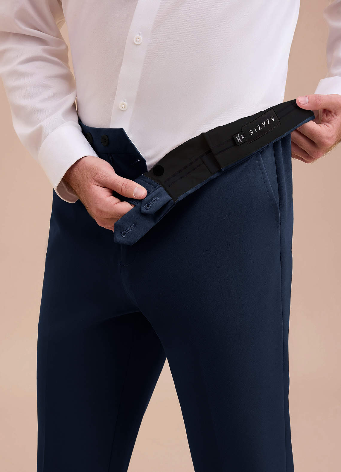 front Ethan Dark Navy Refined Weave Dress Pants