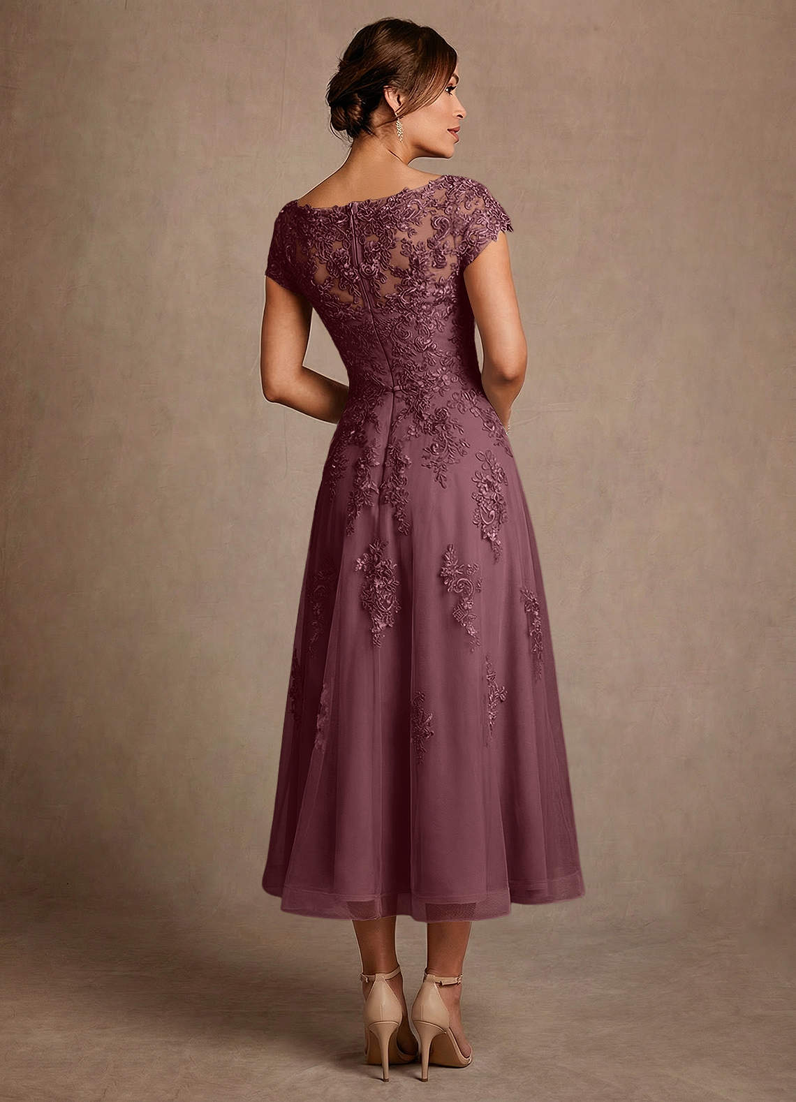 Azazie Jolanda Kleider für die Brautmutter A-Linie Spitze Kleid Sangria image1
