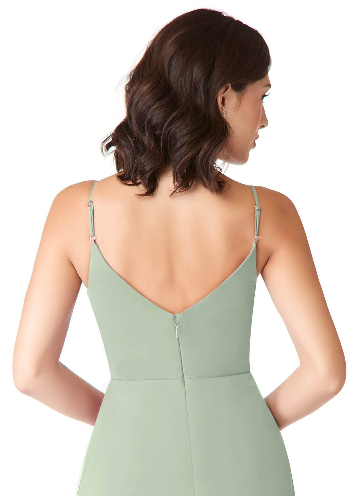 green emerald velvet dress Sheath V-Neck Sage Green Bridesmaid Dresses with Bow Tie BD139 US0 / Custom Color main image 1