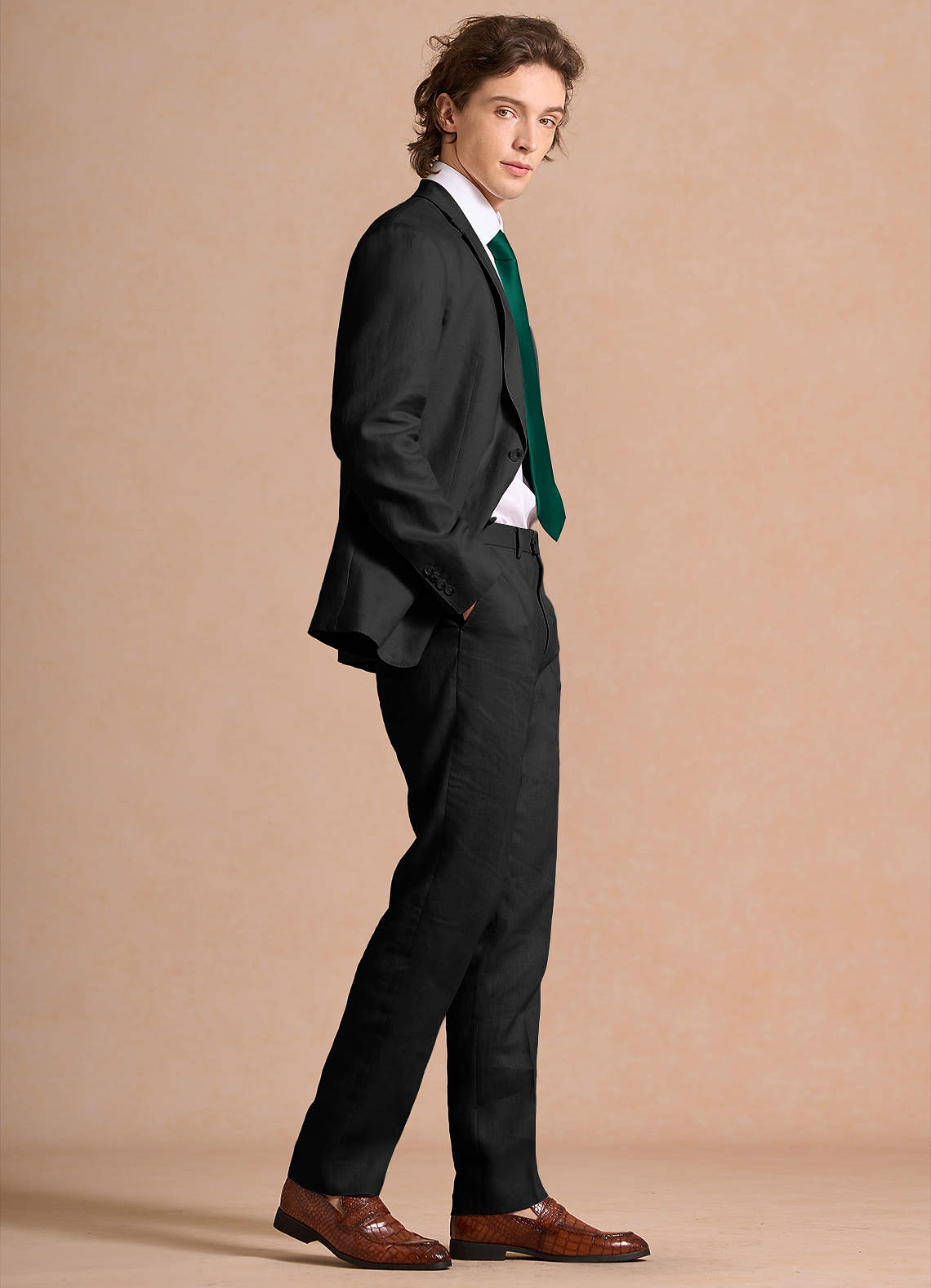 slim fit dress slacks 2 Piece Damask Patterned Velvet Shawl Collar Emerald Green Men's Tuxed –  Wessi Wholesale main image 0