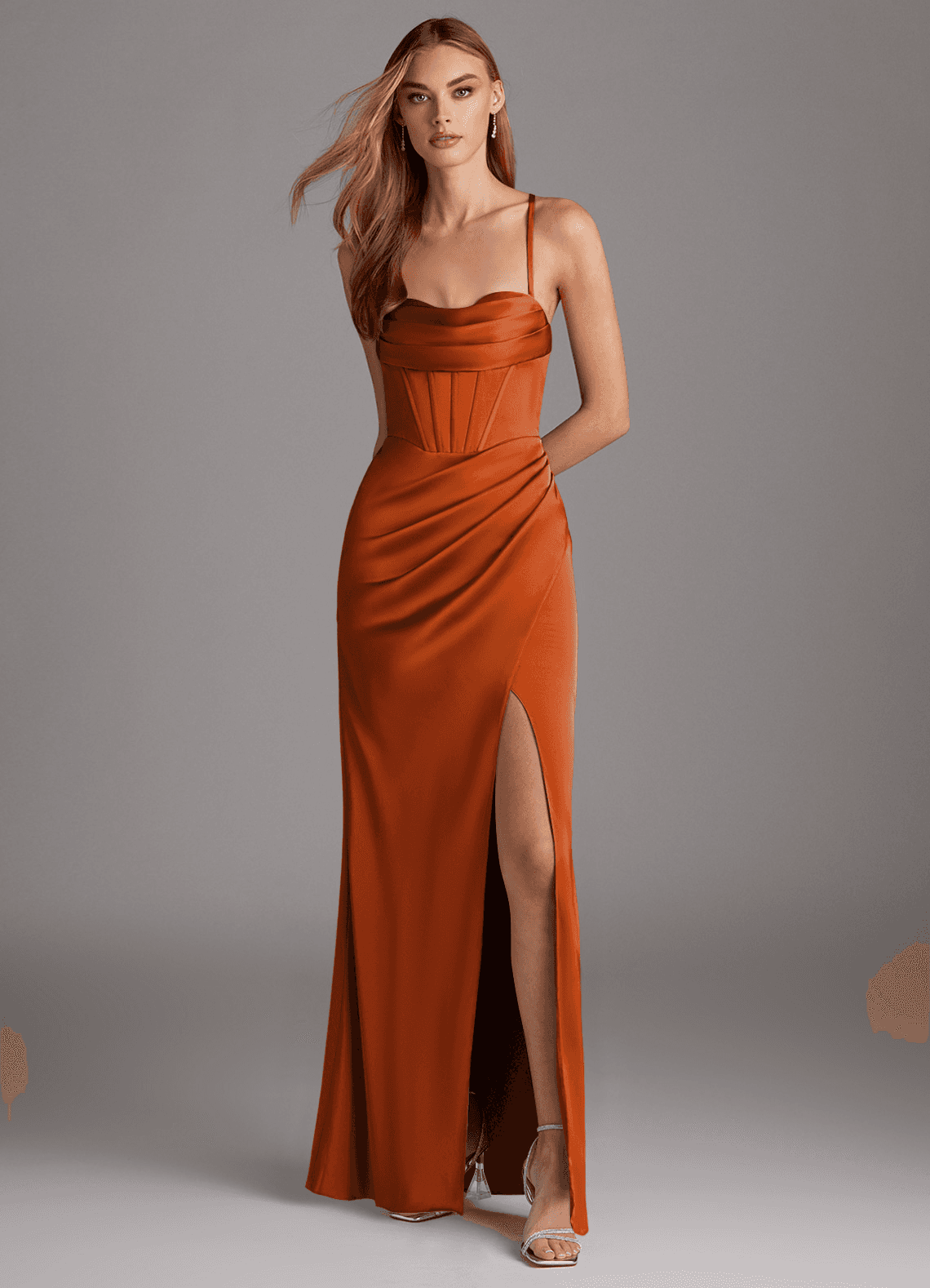 orange silk bridesmaid dresses Allegra Satin Tie Shoulder Bridesmaid Dress main image 1