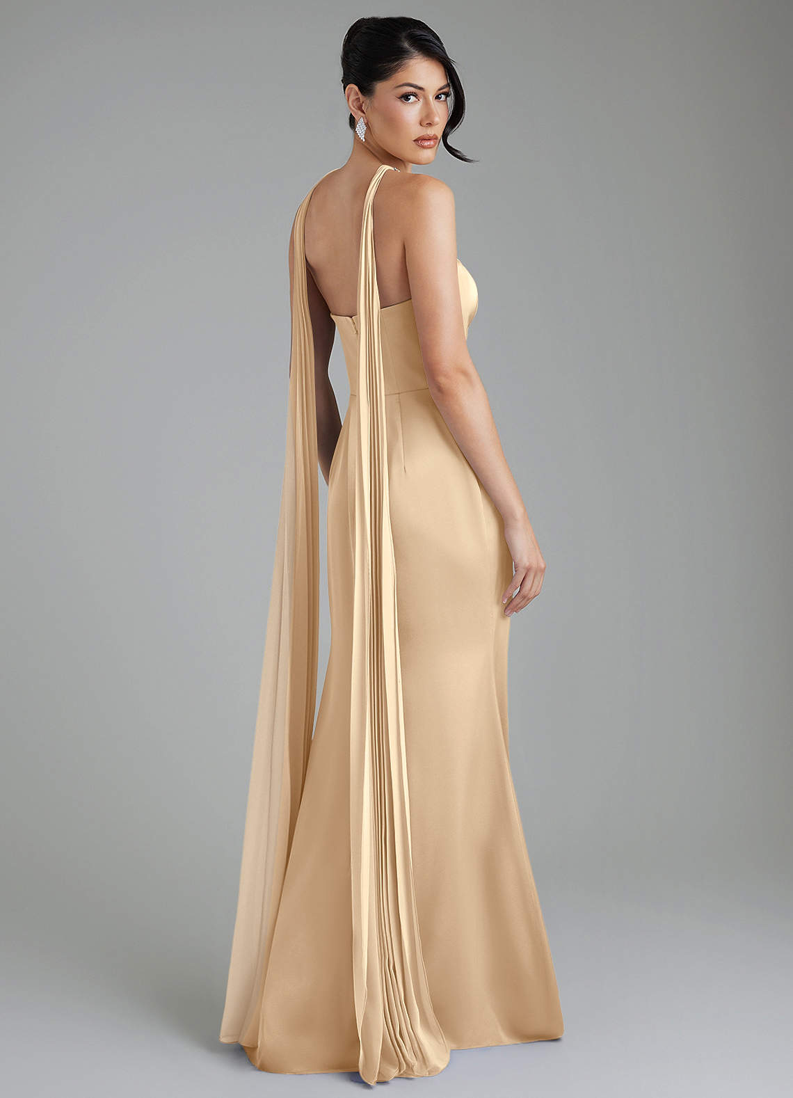 convertible dress champagne Long Spandex Light Champagne Multi Way Bridesmaid Dress, Convertible D   Cutedressy