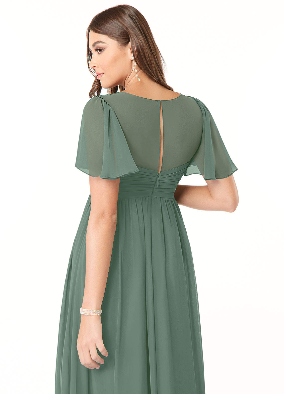 Azazie Verna Maternity Bridesmaid Dresses A-Line V-Neck Ruched Chiffon Floor-Length Dress image5