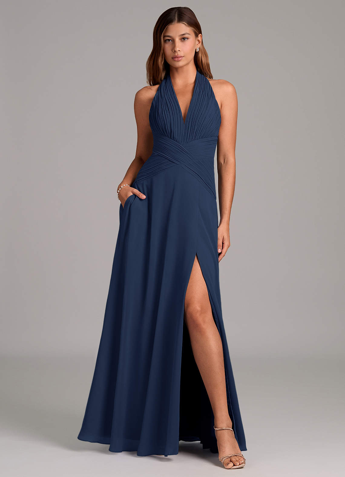 Azazie Elizabeth Ready to Ship Dark Navy Chiffon Bridesmaid Dresses | Azazie